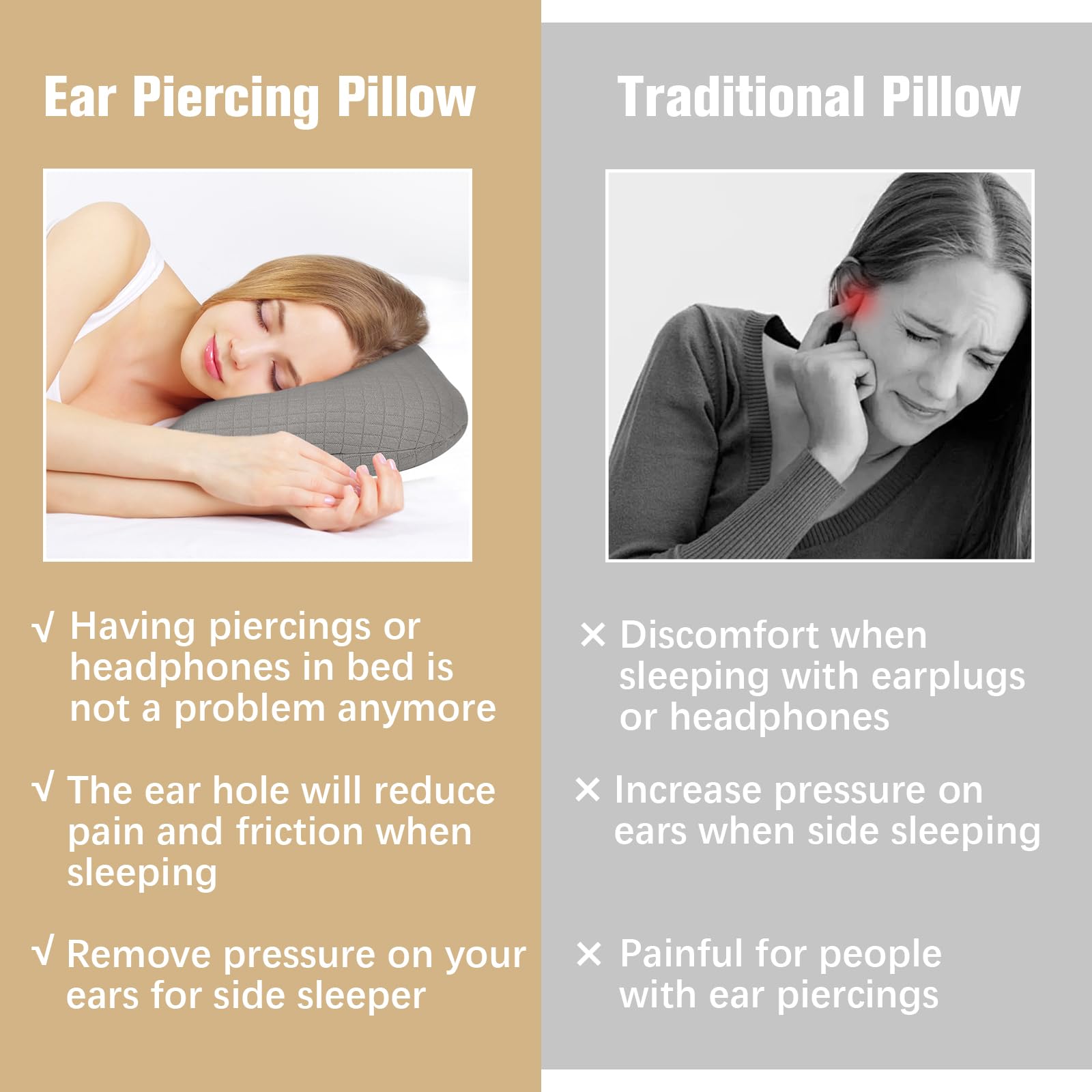 RoamReady Piercing Pillow, Perforated Ear Pillows with Hole - Image 4