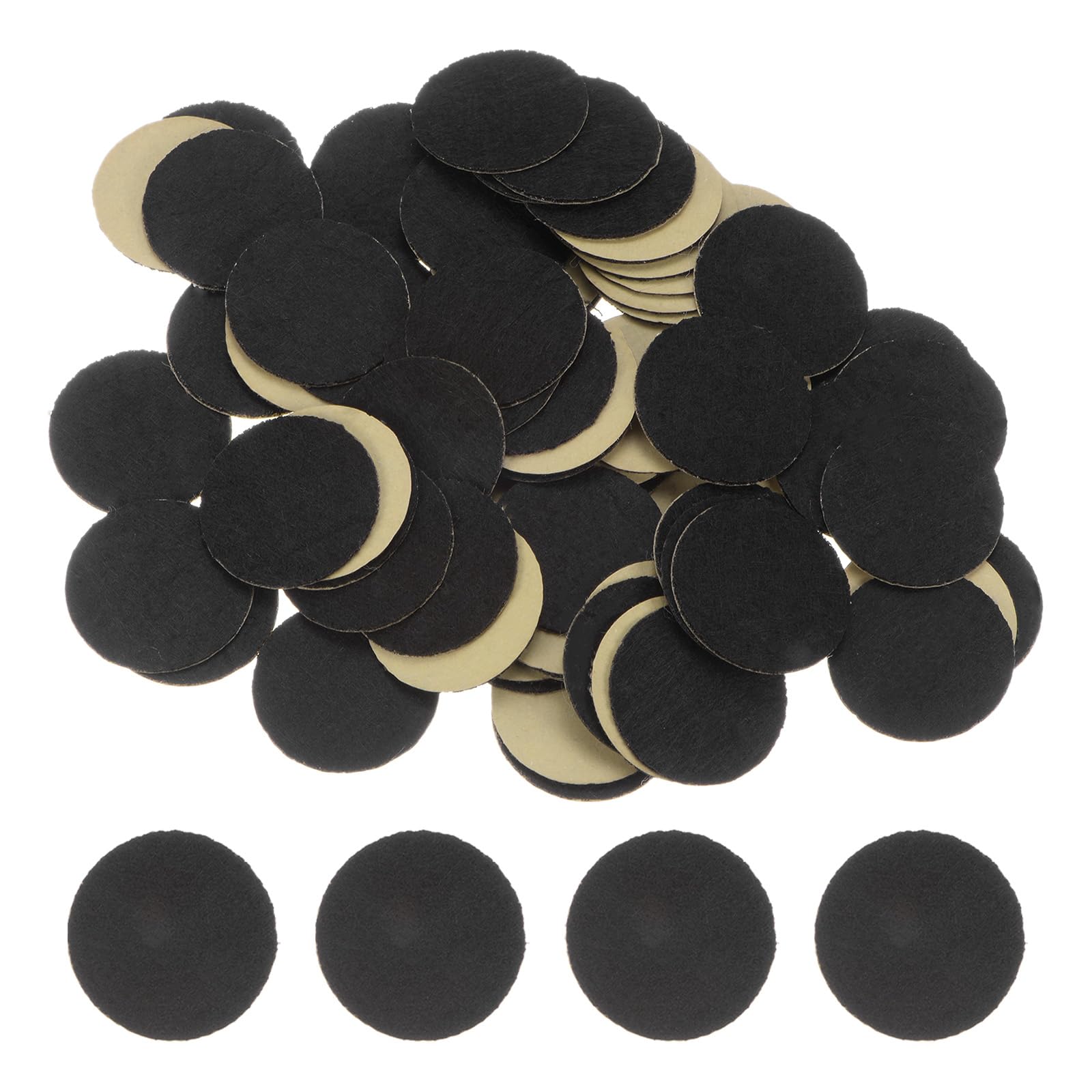 HARFINGTON 100pcs Round Adhesive Felt Circles, 30mm 1-1/4" Pre Cut Felt Craft Stickers Non-Woven Mini Felt Fabric Circles for DIY Sewing Handcraft Cut Projects Craft Finishing, Black