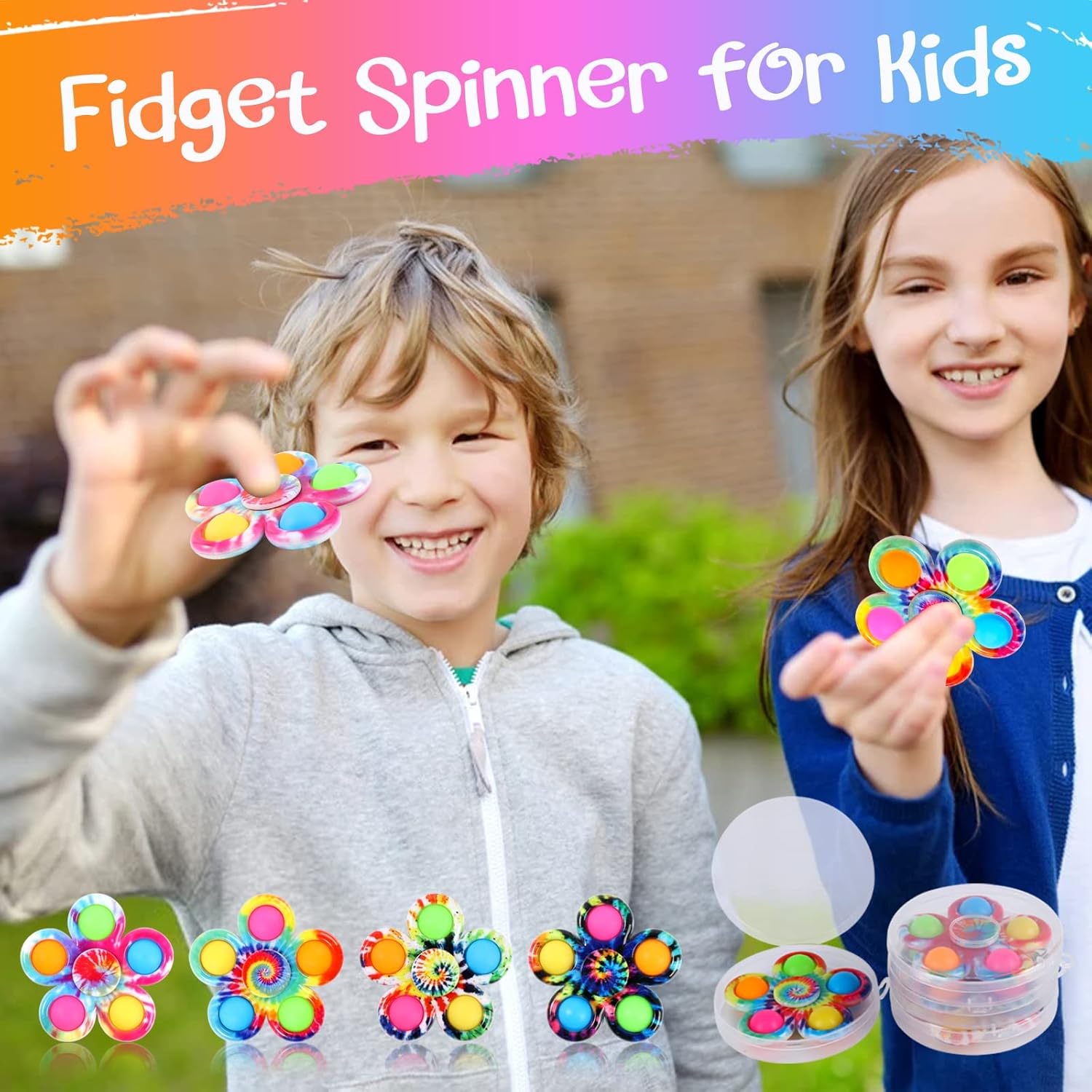 Gigilli Fidget Spinners Pop for Kids 2 Pack, Sensory Fidget Toys for Kids 4-8-12, Goodie Bags Stuffers for Kids, ADHD Autism Fidget Toys for Toddler 1-3-5 Boys Girls, Classroom Prizes