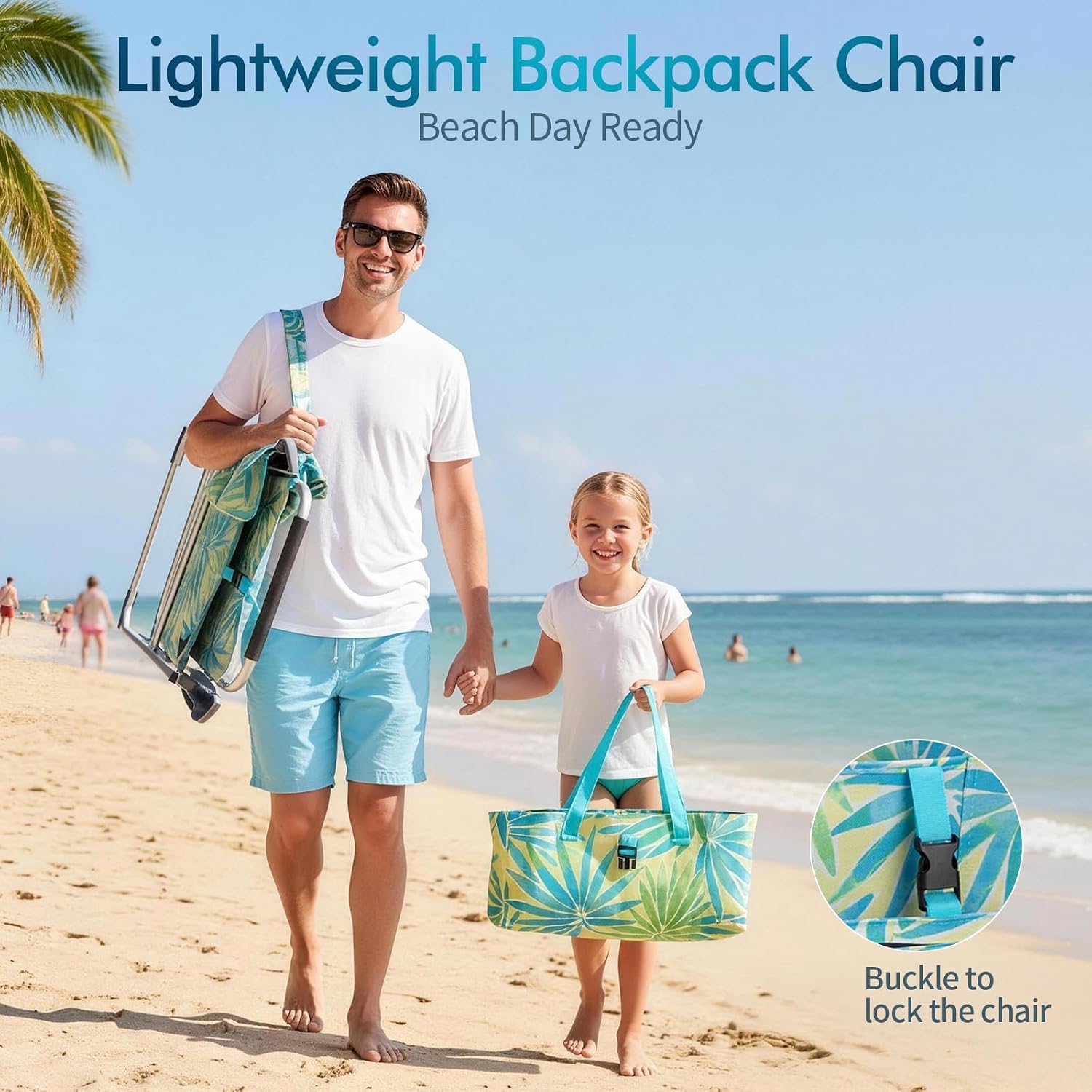 Outvita Backpack Beach Chair with 7 Position Adjustable Backrest, Lightweight Folding Aluminum Camping Chair with Detachable Storage Bag, Carry Strap & Side Pocket, 265 lbs Capacity
