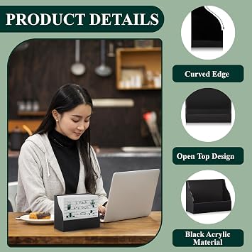 2PCS Acrylic Index Card Holder 4x6 Black Note Card Organizer Box Card Display Stand Business Card Organizer Box Postcard Display Rack for Desk Office Classroom 4.7*2.3*6.3 Inch(No Card)