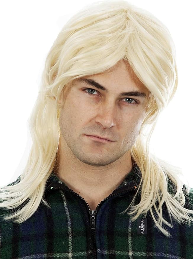 ALLAURA Garth Wig Blonde Mullet Wigs Men 80s Costumes Mens Mullet Wig