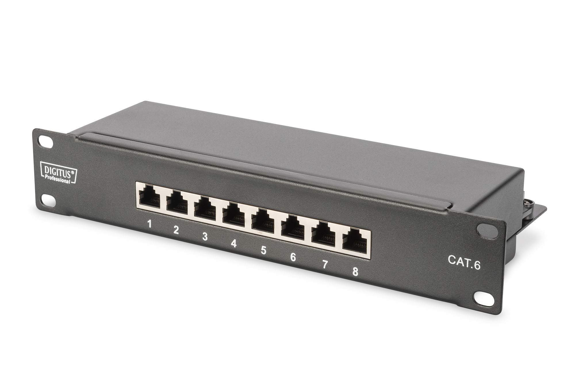 DIGITUS Set da 10 pollici - Armadio di rete 6U grigio - Scaffale - Striscia di alimentazione - Pannello patch a 8 porte - Switch Gigabit a 8 porte
