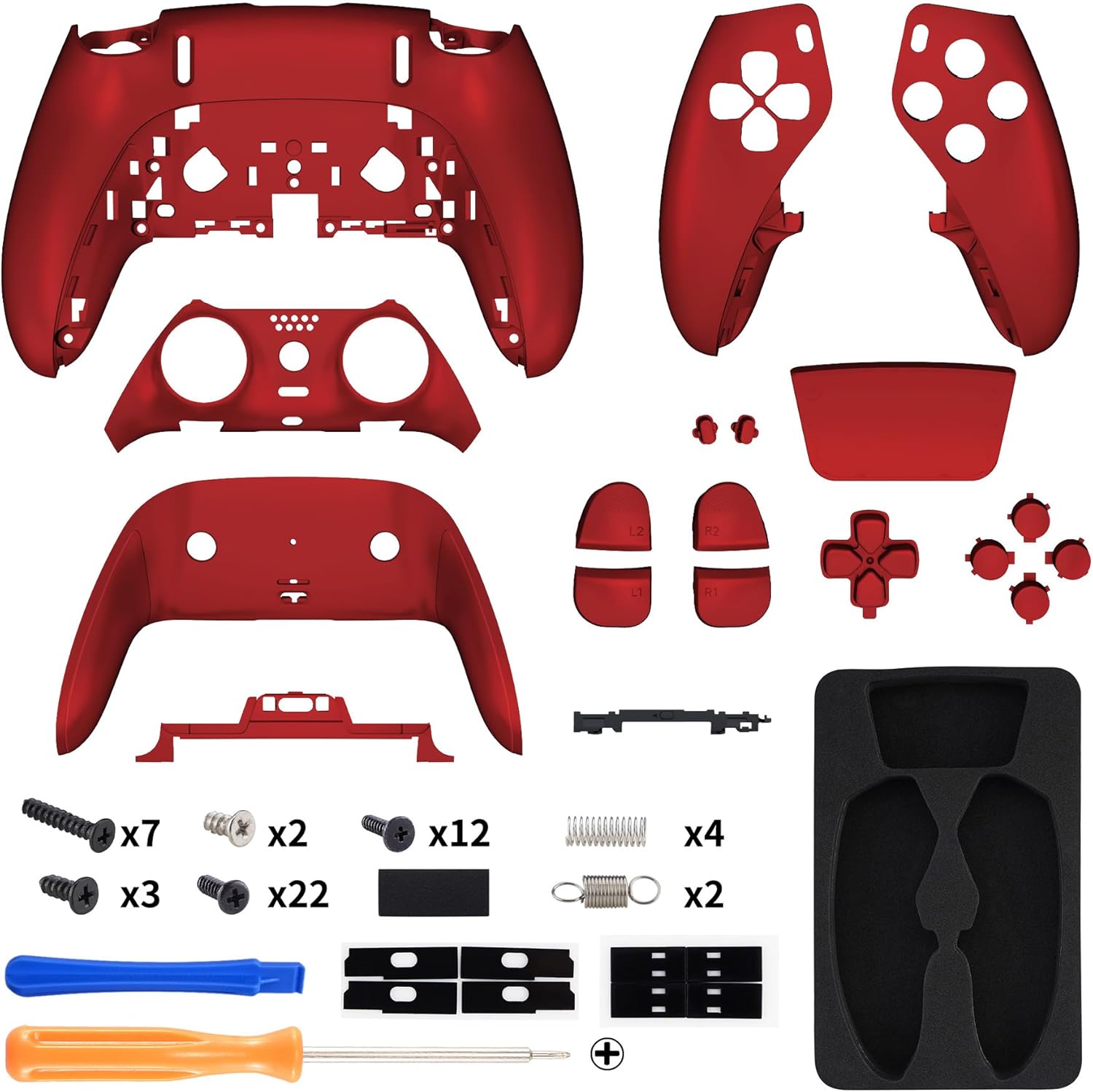 eXtremeRate Full Set Shell with Buttons Touchpad Cover Compatible with ps5 Edge Controller, Scarlet Red Replacement Decorative Trim Shell Front Back Plates Compatible with ps5 Edge Controller - Image 2