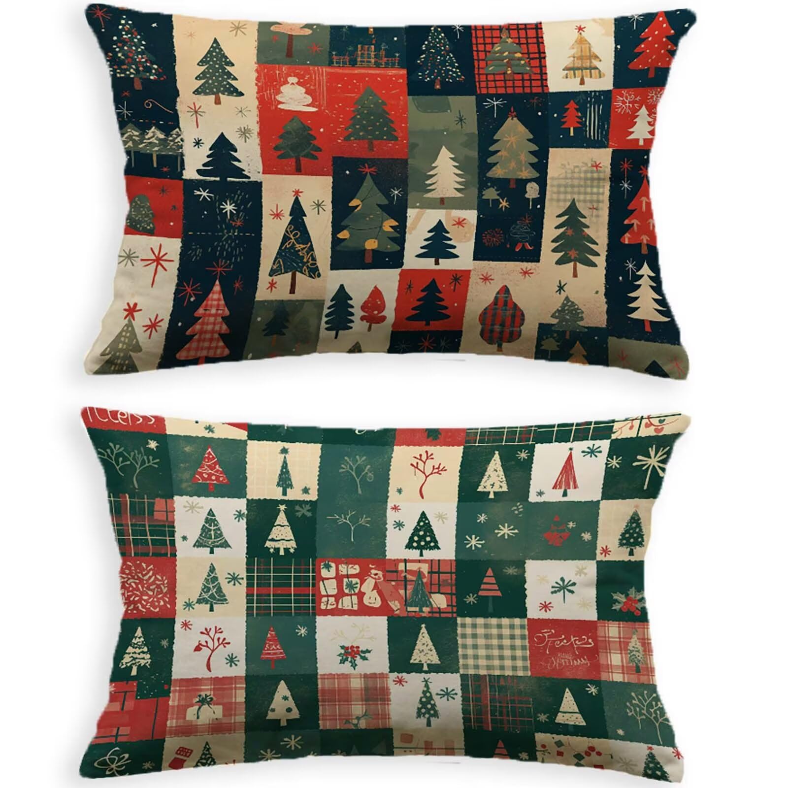 Housse de coussin 50x70cm rectangulaire velours taie oreiller Noël O-697B