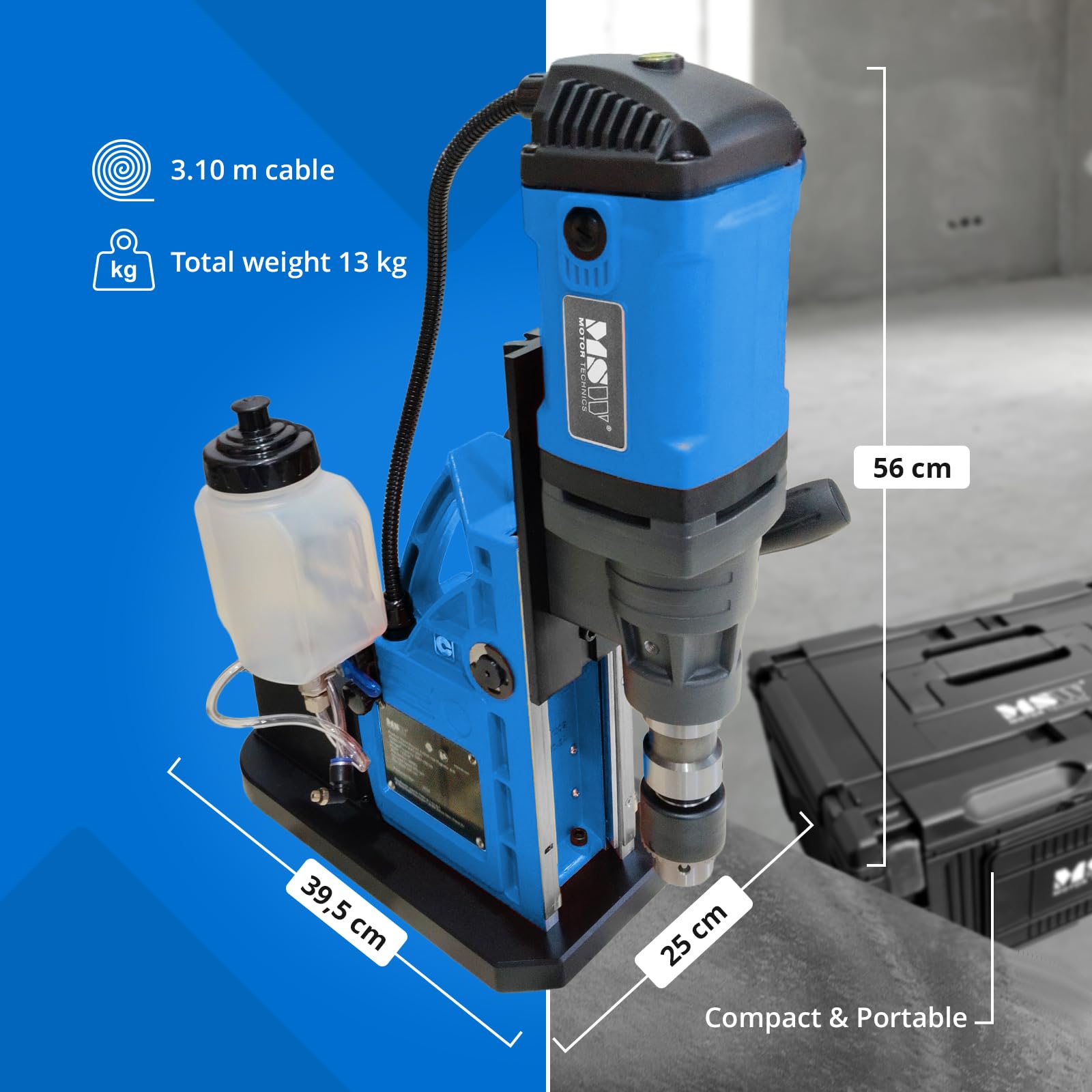 MSW wiertarka magnetyczna z próżnią 1550 W 830 obr./min 3 kN do wierteł 35 mm wiertarka rdzeniowa wiertło magnetyczne