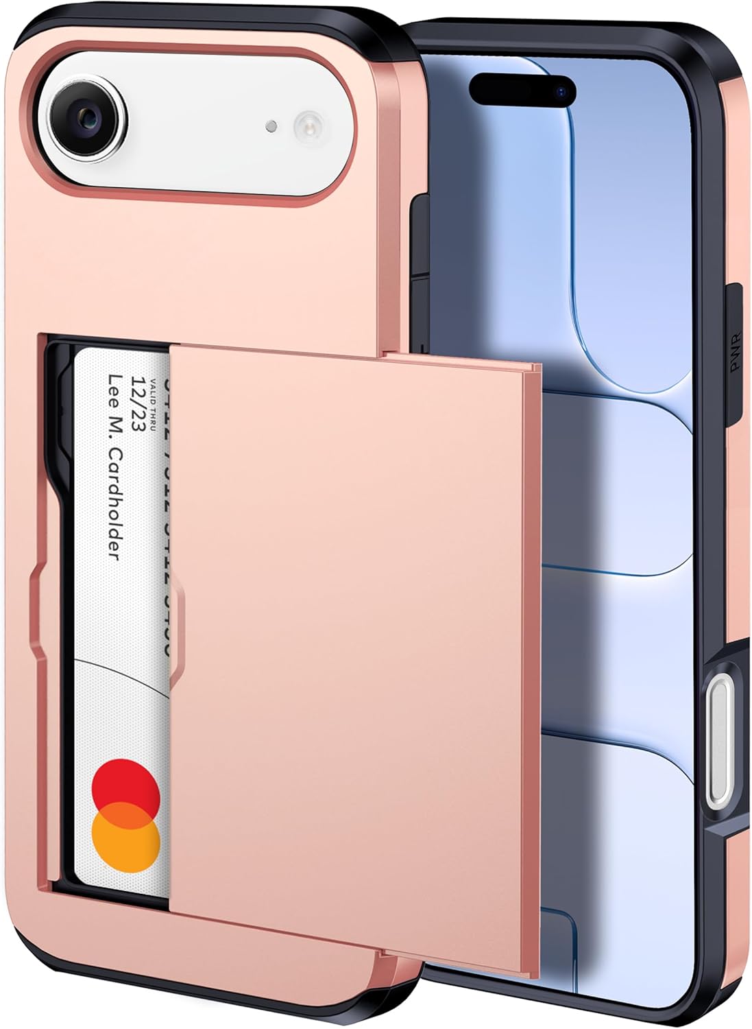 harusaki 𝟐𝟎𝟐𝟓 𝗡𝗘𝗪 iPhone Air Wallet Case with Hidden Card Slot - Wireless Charging Compatible iPhone 17 Air Case with Card Holder for Women and Men (Pink Gold)
