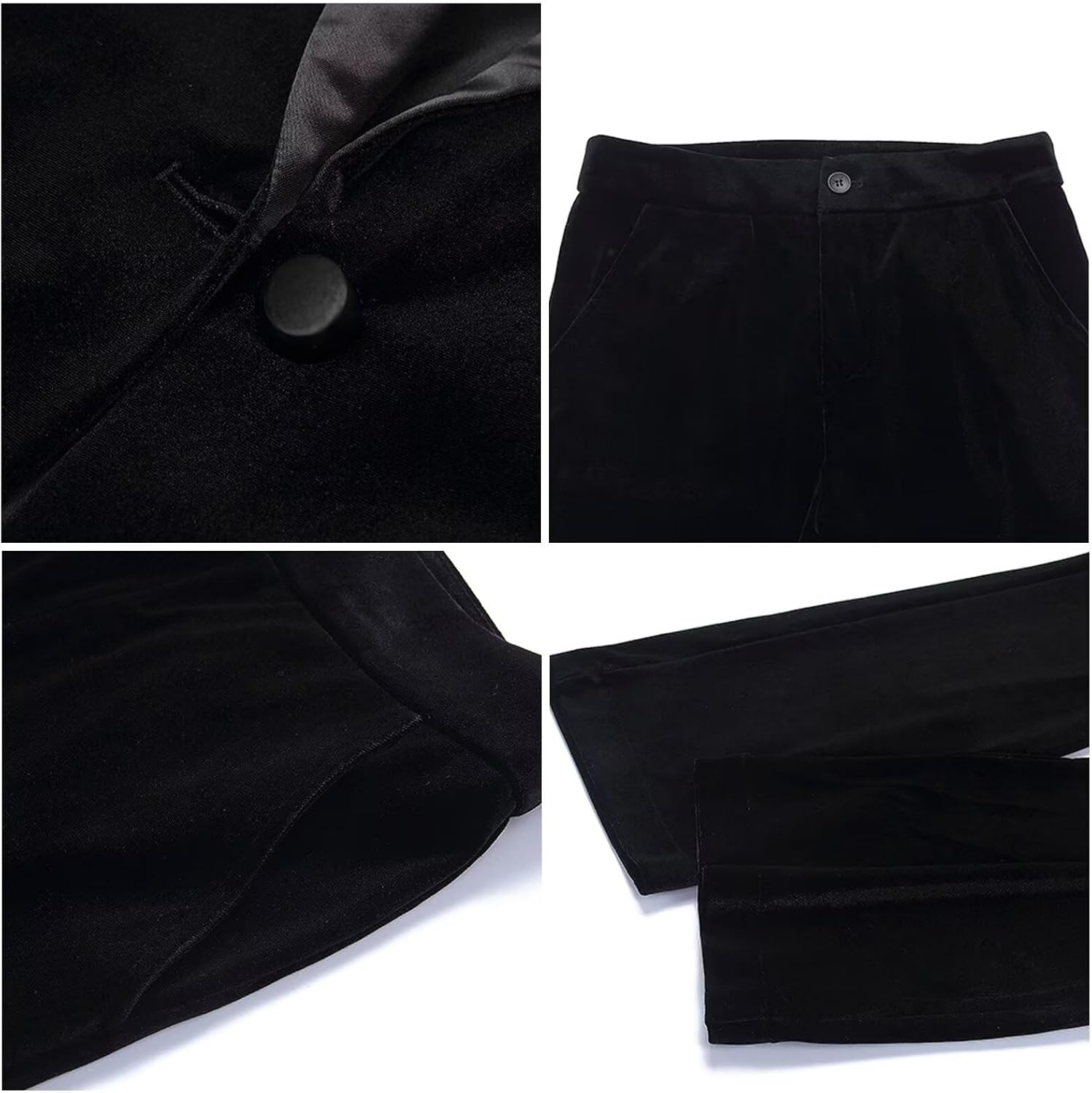 Women's 2 Piece Suits Slim Fit Velvet Formal Double Breasted Lapel Collar Pocketed for Women Suits Dinner Outfits