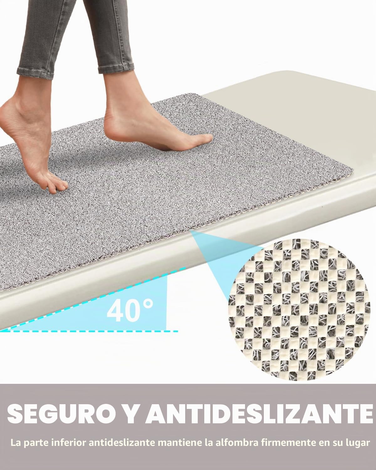 Alfombrilla de ducha antideslizante, 80 x 100 cm, extra grande, de seguridad, con orificios de drenaje, suave y cómoda, de PVC, para masaje, antideslizante, para ducha, secado rápido