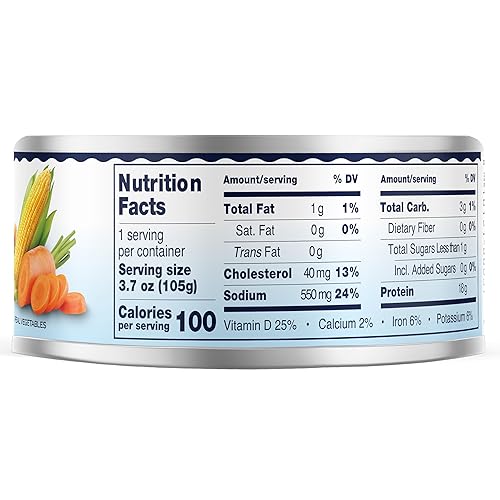 Miniatura 2 de Tonnino Atún Albacora - Trozos premium en agua con garbanzos, maíz y zanahorias - Paquete de 12 - Alternativa al salmón - Snacks proteicos - Comidas