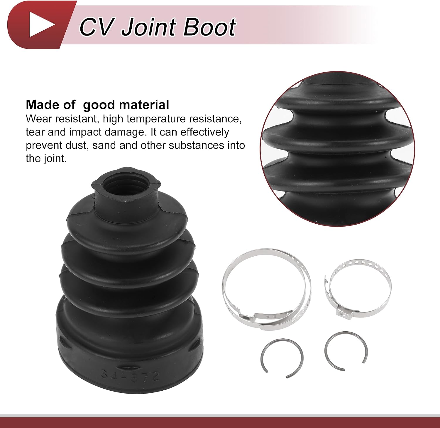 1 Set CV Joint Boot Kit for Mitsubishi Lancer 2012-2017 for Mitsubishi Outlander 2007-2020 Inner Constant Velocity Joint Boot W/Clamps No.3717A015