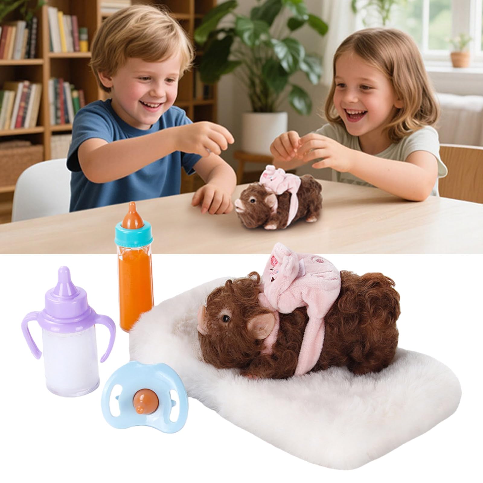 Giocattolo Elastico da spremere in Silicone Piggy con, 2pcs Set | Bambola a forma animale elastica morbida da spremere per bambini adulti Fai finta giocare Attività Genitori