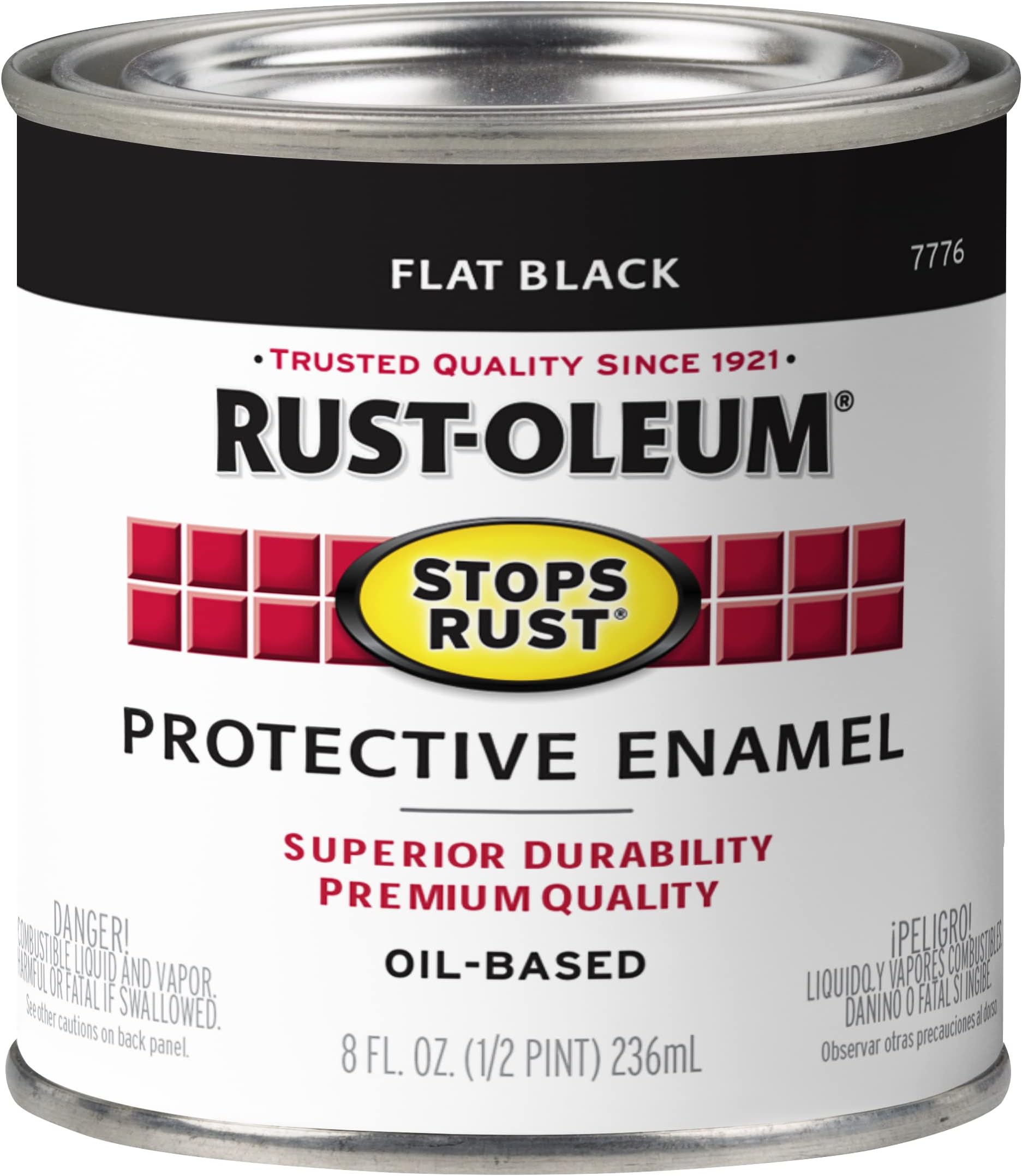 Rust-Oleum 7776730 Protective Enamel Paint, 8-Ounce, Flat Black