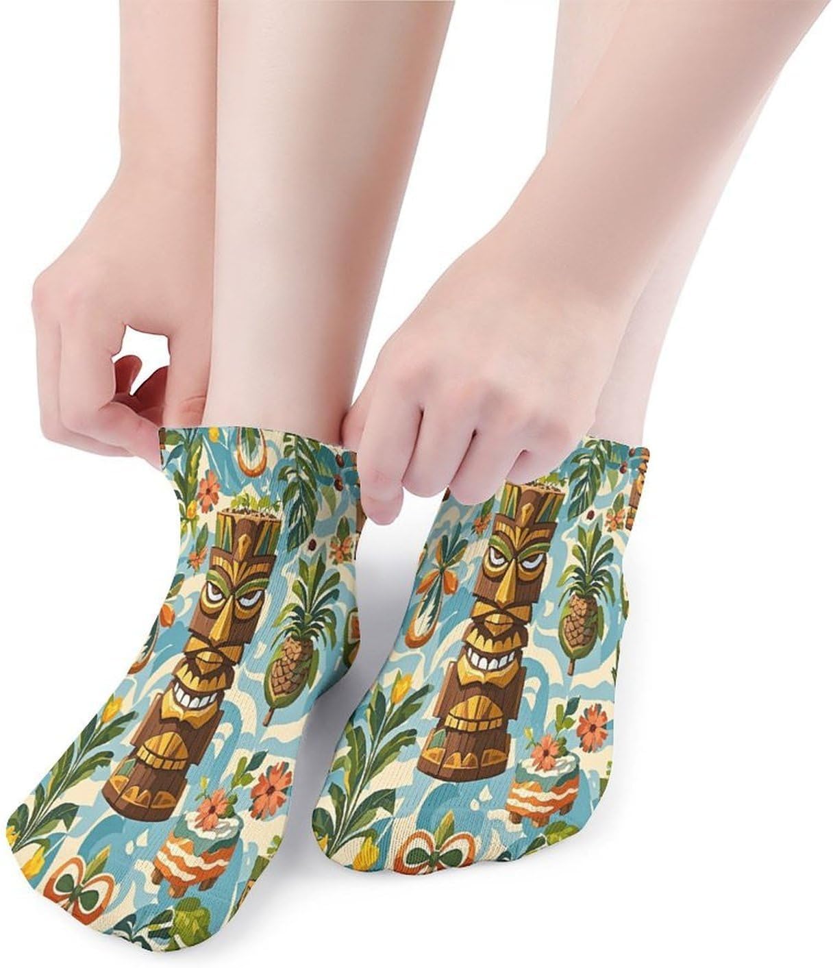 Vintage Aloha Tiki Pattern Ankle Sock Low Cut Socks Tube Socks for Sports