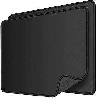 KTRIO 2 Pack Mouse Mat 280x220x3mm [30% Larger] Black Mouse Mats Gaming Mouse Pad Mousepads with Stitched Edges, Waterproof Mousemat with Non-slip Rubber Base Mousepad, Mouse Mats for Computers