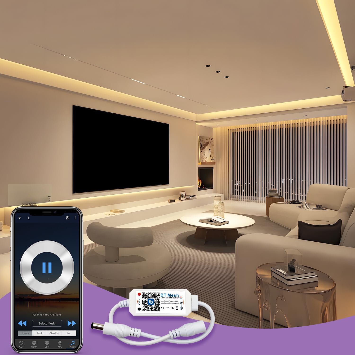 Arotelicht LED Strip Controller Bluetooth CCT – Dual Weiß, App-Steuerung Für 5V/12V/24V LED Streifen