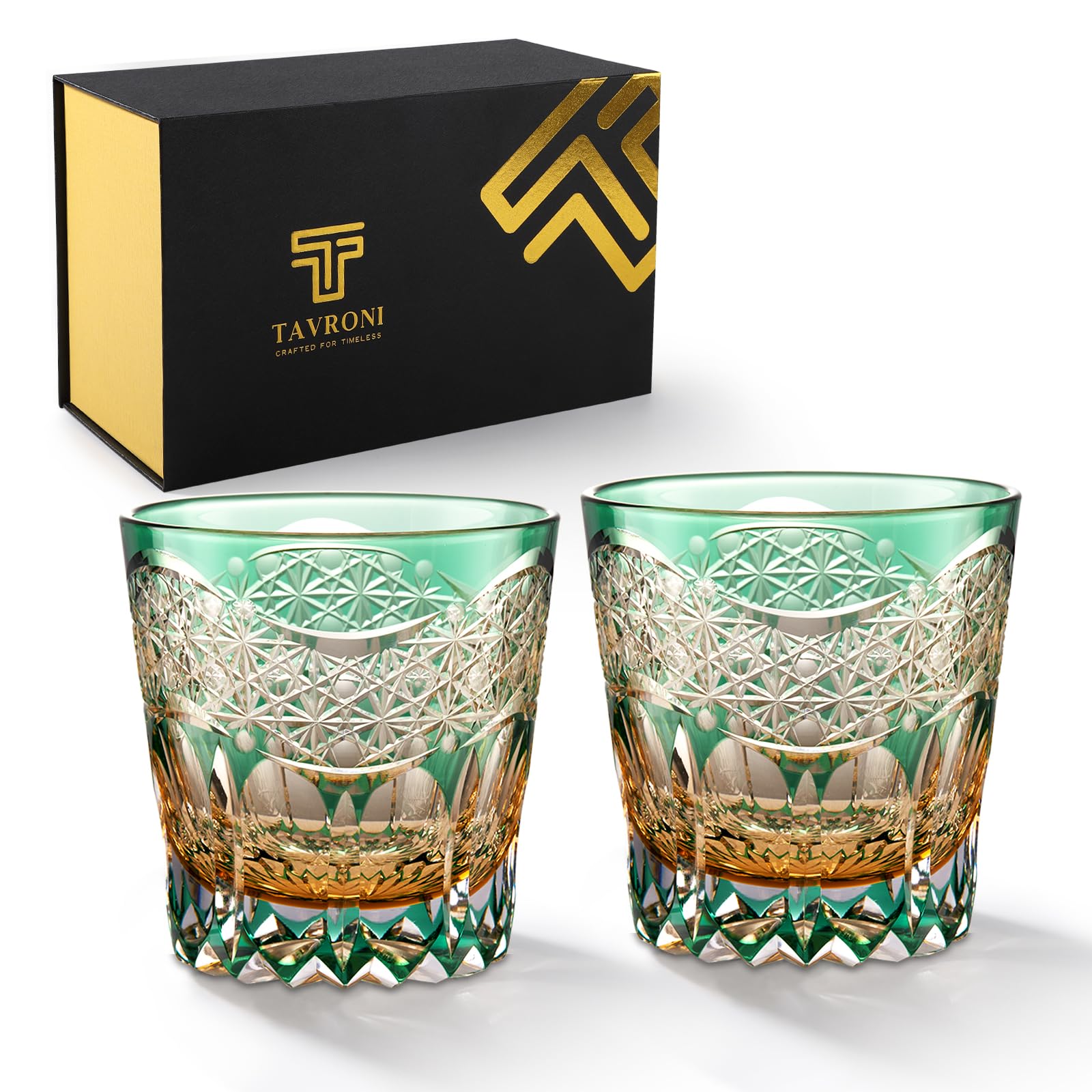 Amazon.com | TAVRONI Edo Kiriko Whiskey Glasses Set of 2