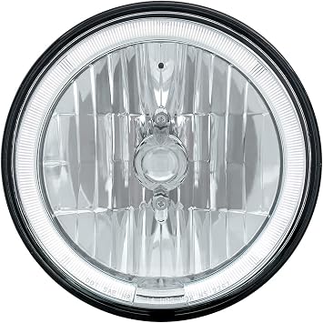 United Pacific 31285 7" Crystal Headlight with White LED Halo Ring