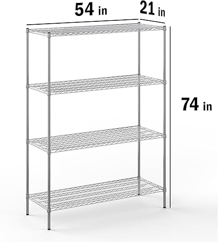 Miniatura 302 de Kit de estantería de alambre cromado de 4 niveles de 24 pulgadas de profundidad x 24 pulgadas de ancho x 64 pulgadas de alto Unidad de estante