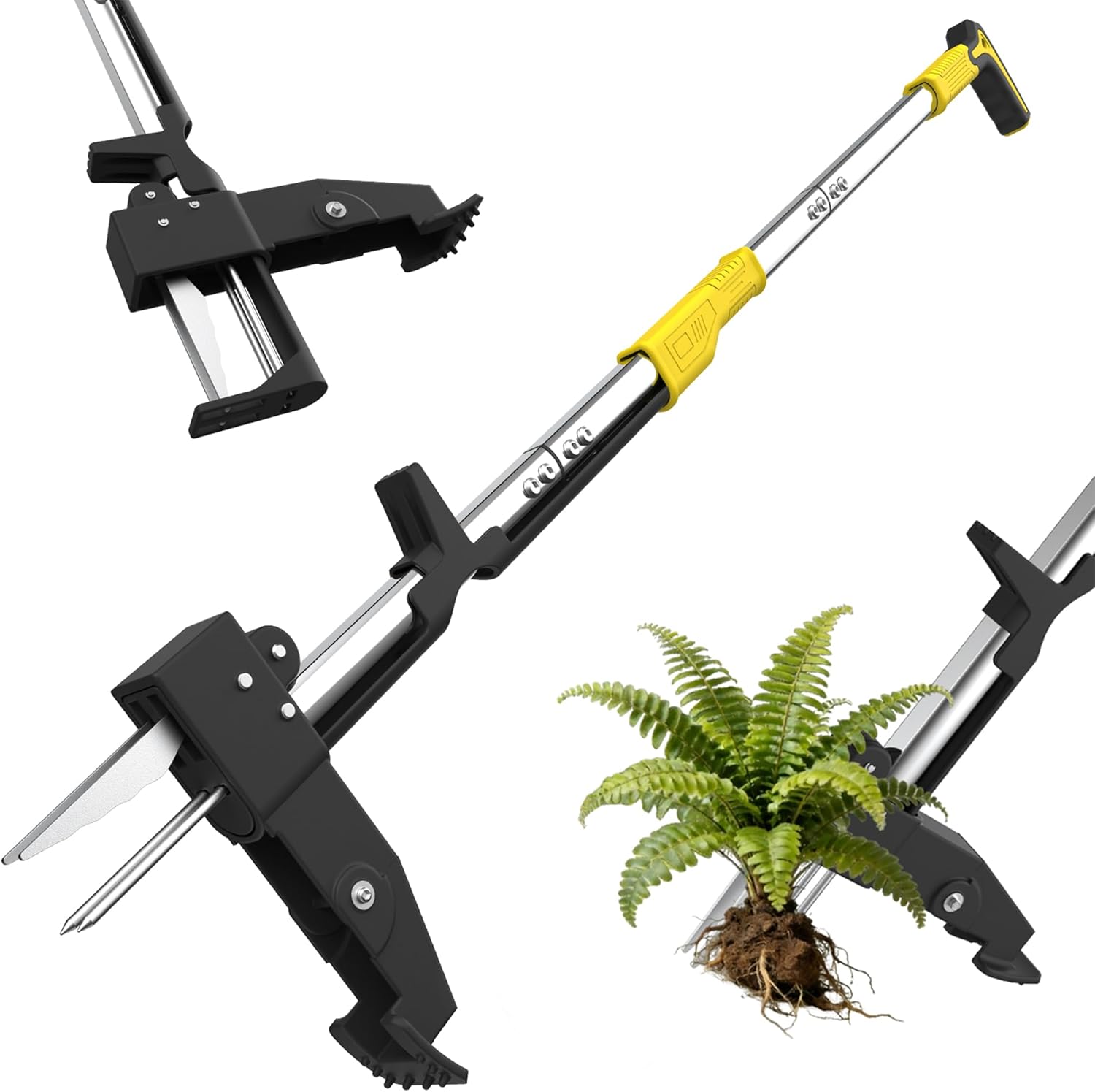 Luvenia Heavy Duty Stand Up Weed Puller Tool, Weed Removal Tool with 41.3" Long Handle & 4 Claw Steel Head, Garden Hand Weeding Tool-Easily Remove Weeds Without Bending, Pulling, or Kneeling
