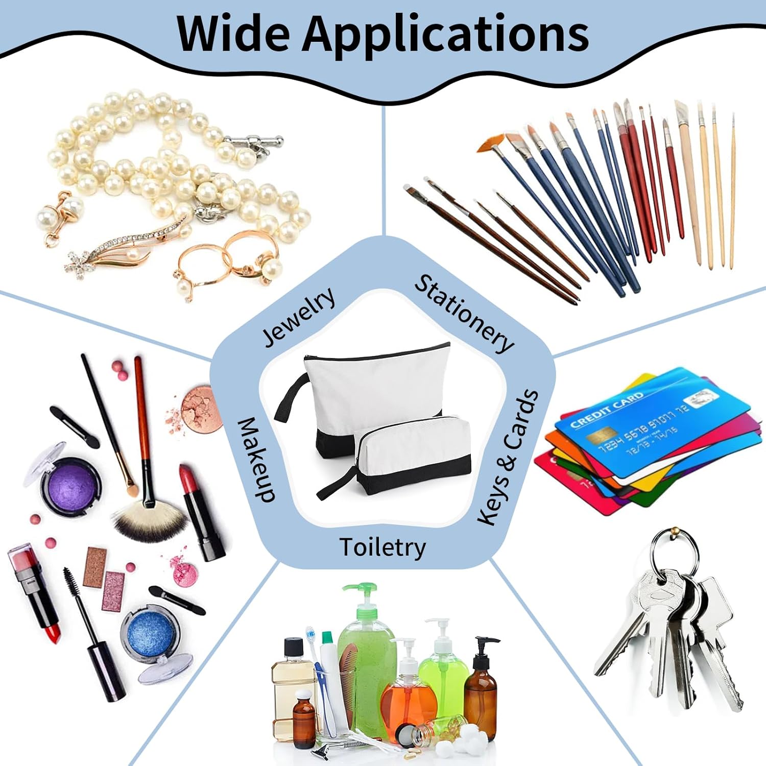 20Pcs Canvas Makeup Bag with Bottom, 12oz Cotton Cosmetic Bag Set Bulk Multi-Purpose DIY Heat Transfer Makeup Bag w/Black Zipper for Bridesmaid Makeup Bag Travel Toiletry Pouch Storage, Easter Craft - Image 4