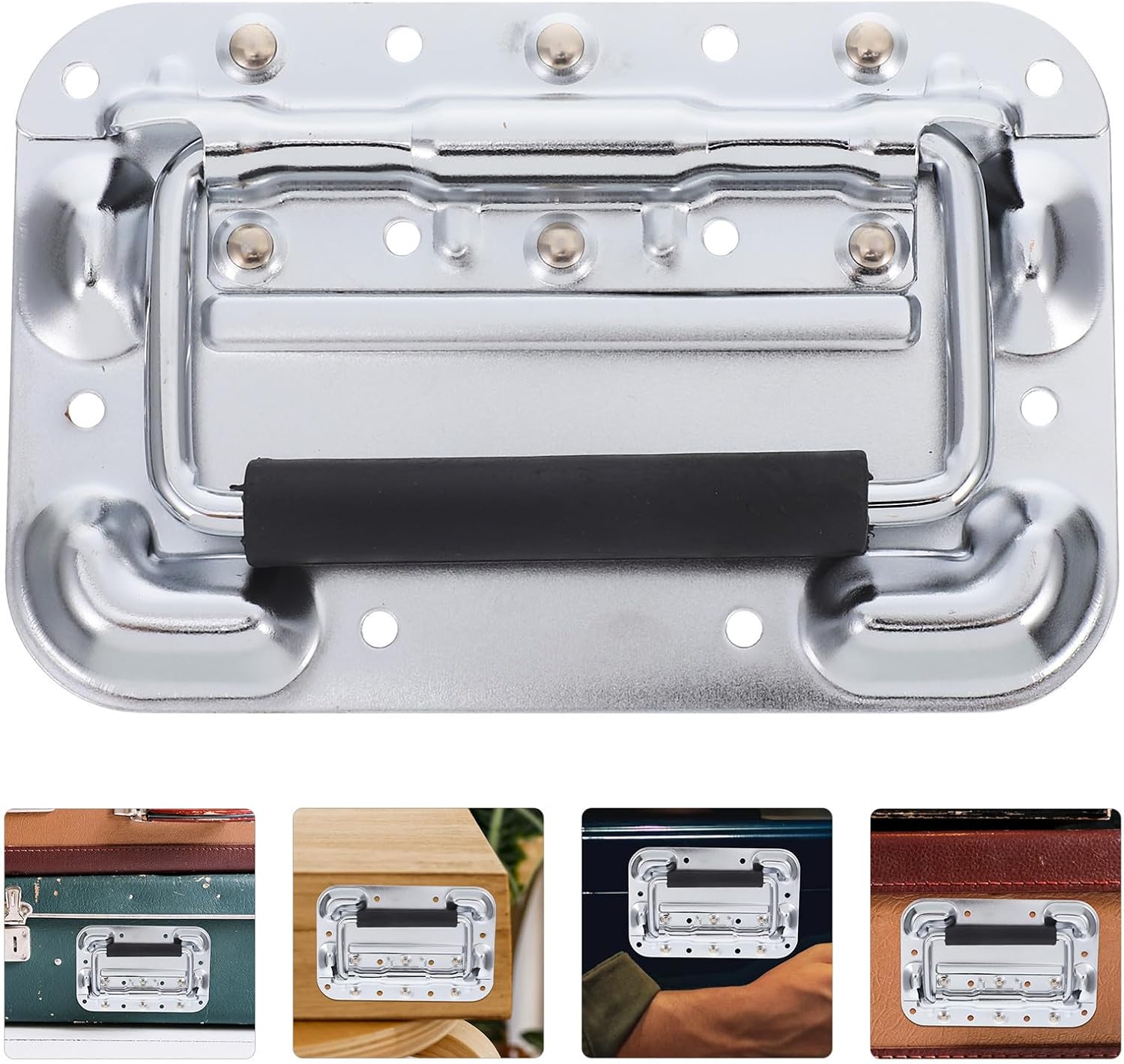 Heavy Duty Spring Loaded Cabinet Handles and Pulls Foldable Iron Chest Lifting Handle for Aviation Cases and Toolboxes Silver Finish