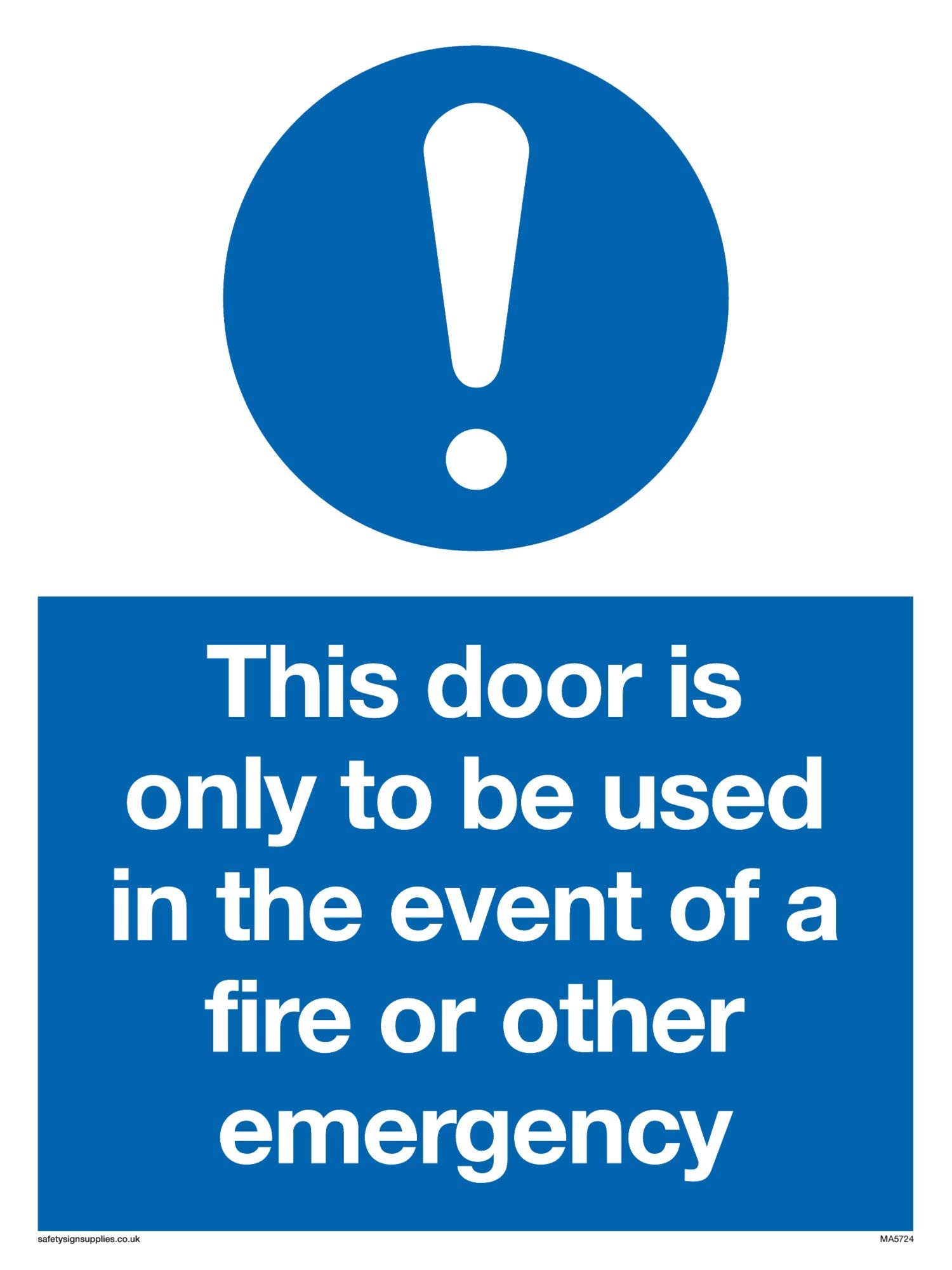Viking Signs MA5724-A5P-V "This Door Is Only To Be Used In The Event Of A Fire Or Other Emergency" Sign, Vinyl, 200 mm H x 150 mm W
