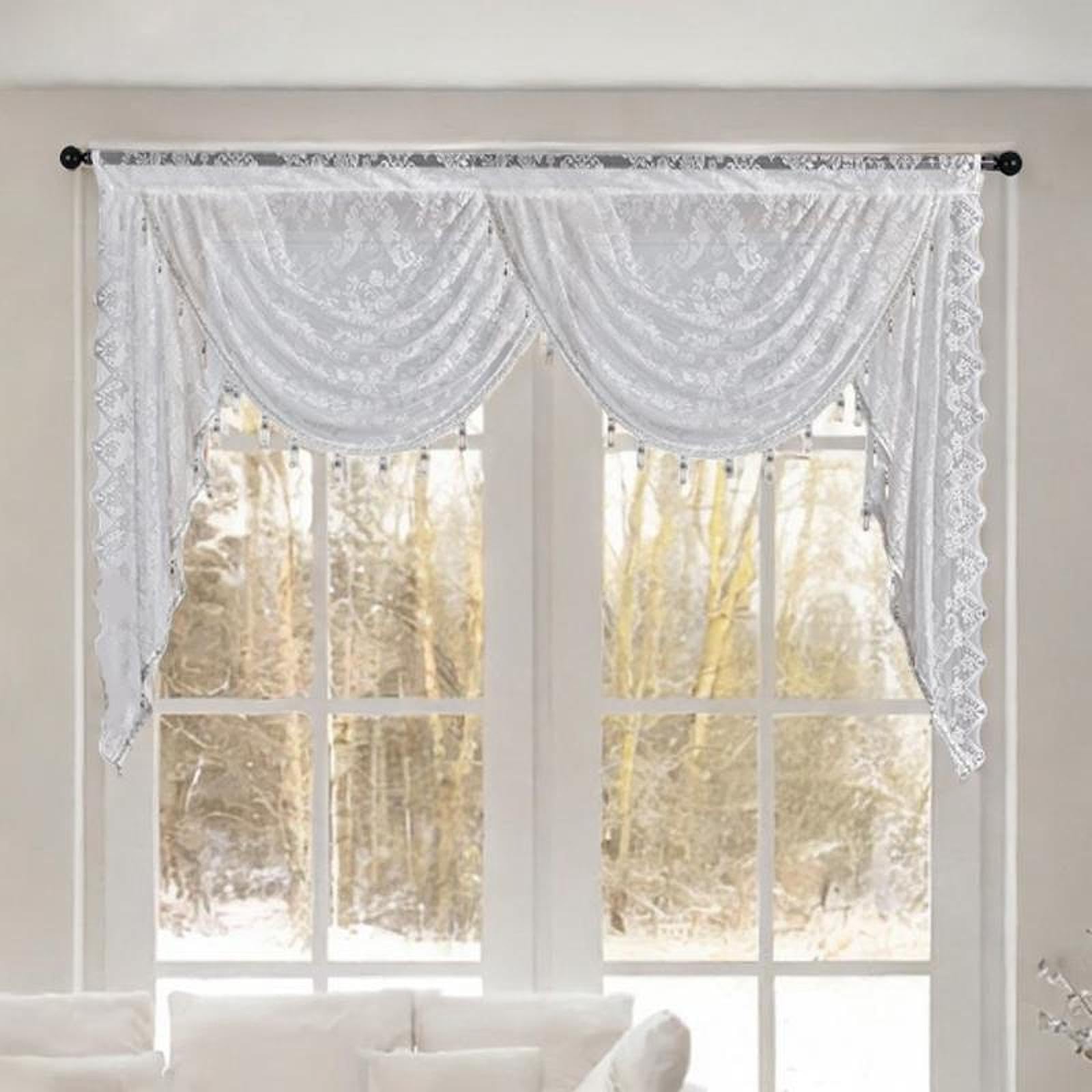 Baoblaze Mantovana a cascata design vintage design romantico traspirante elegante con nappe per tallone swag mantovana per il seminterrato del soggiorno, Larghezza 150 Cm