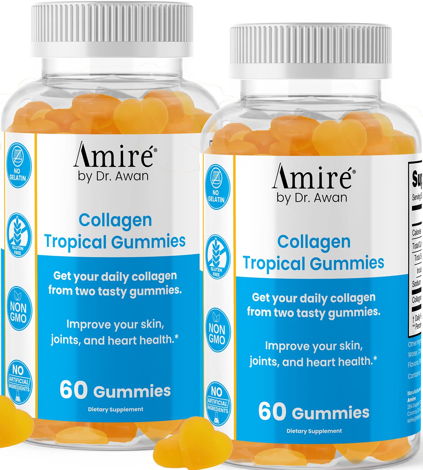 Amire by Dr. Awan Tropical Collagen Gummies, Supports Skin, Joints, and Heart Health, 120ct, 60day Supply