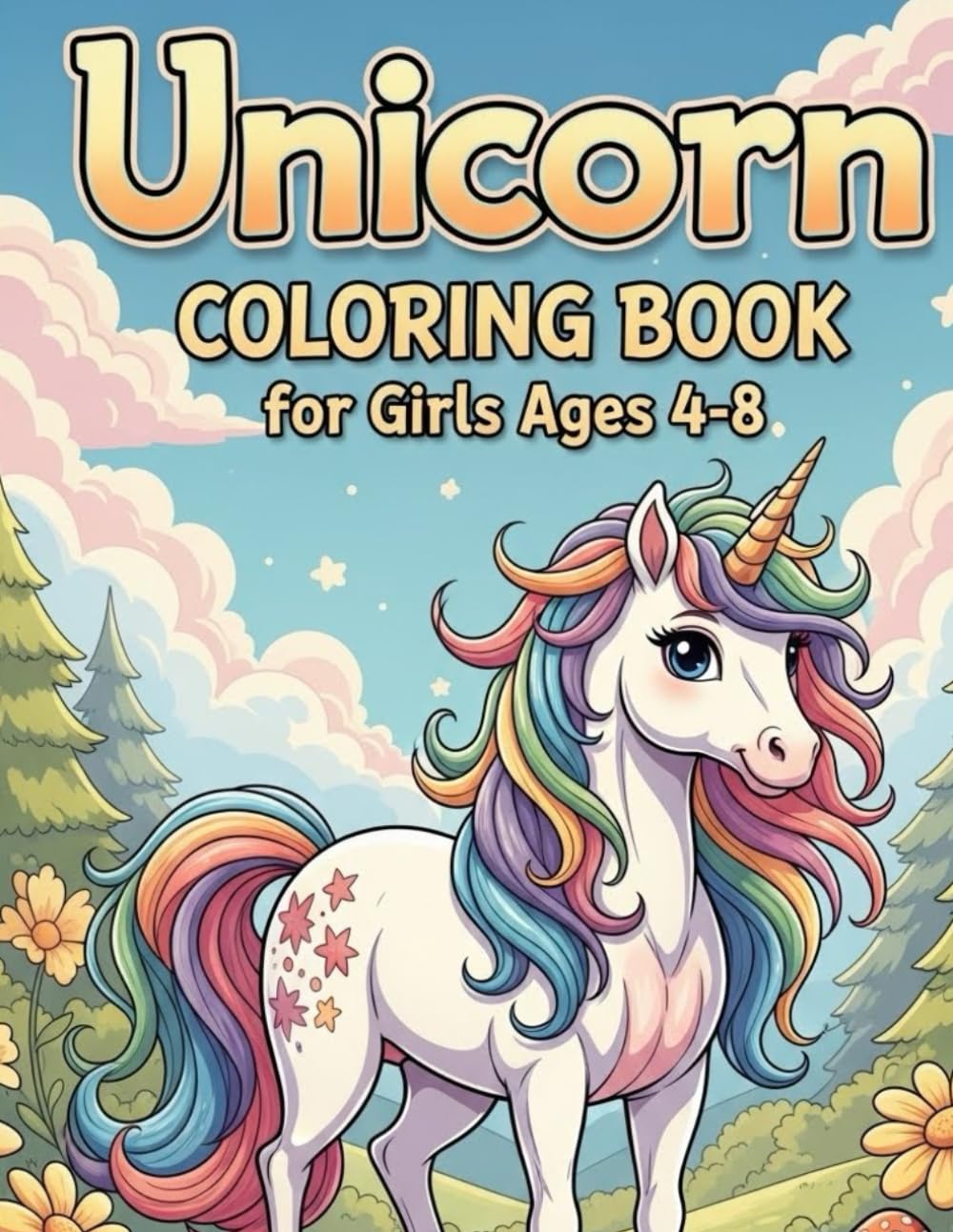 Unicorn Coloring Book for Girls Ages 4-8 | 61 Pages Jumbo Coloring Book, 8.5"x11" Large Pages
