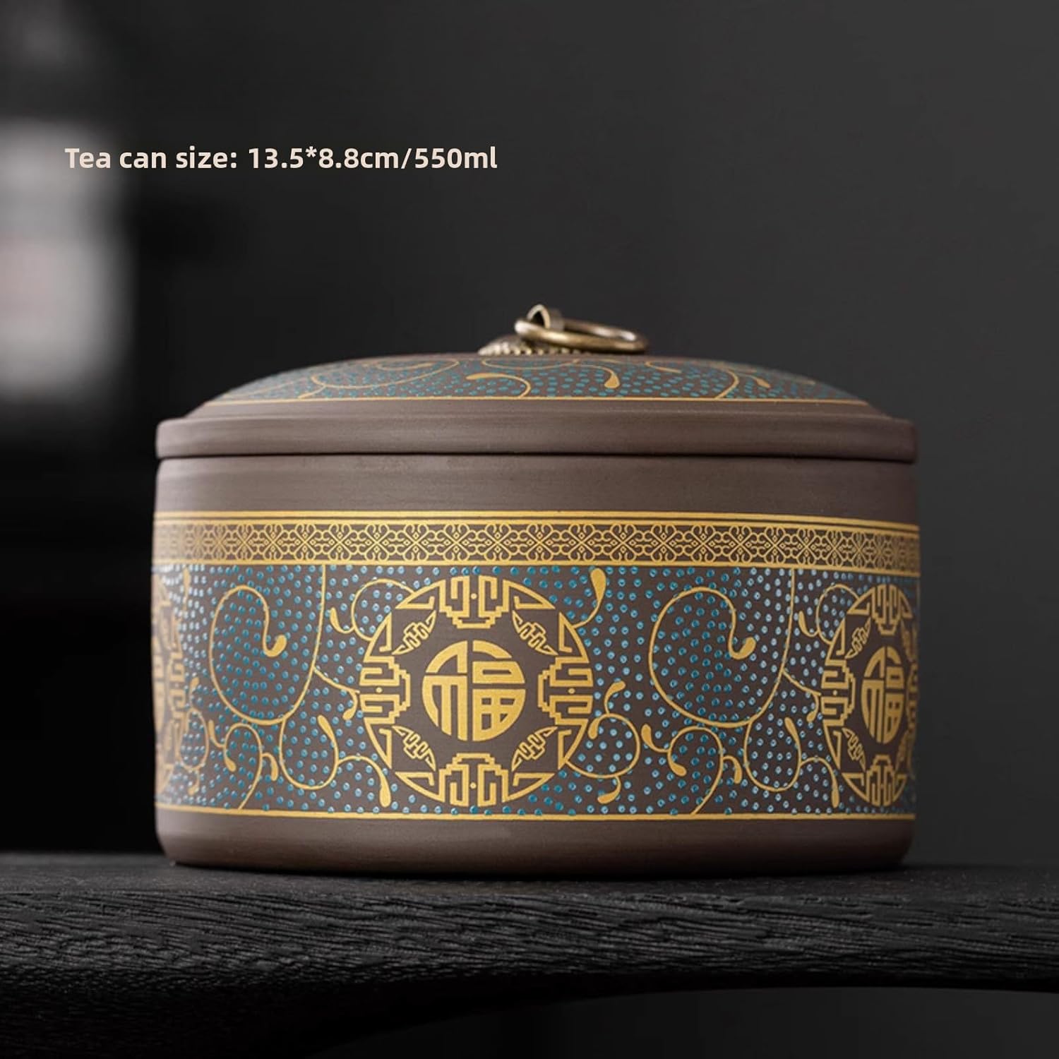 Chinese Style Purple Clay Tea Caddy, 550ml 18.7oz, Ceramics Sealed Storage of Tea Cans
