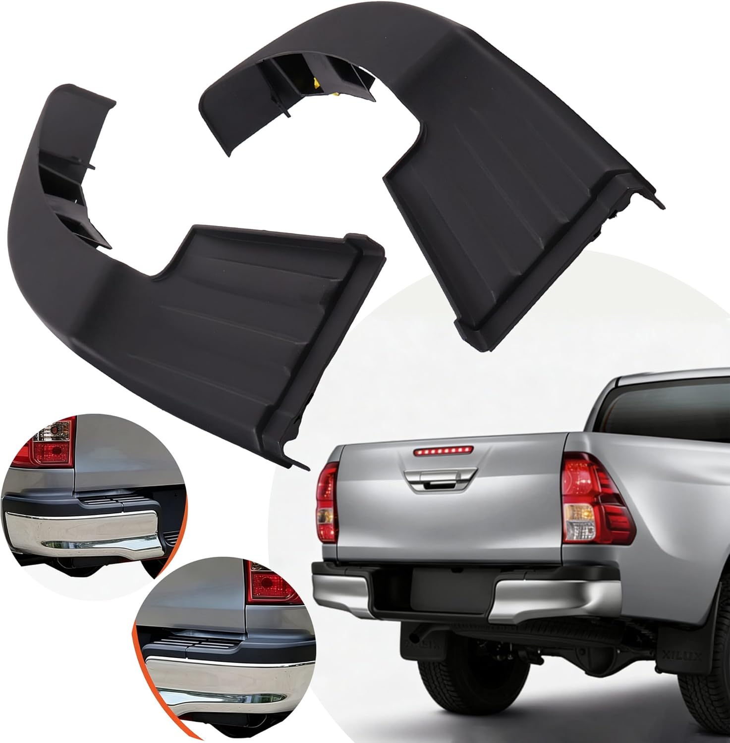 2PCS Rear Bumper Step Plate 52164-0K030 52163-0K030 Compatible with Toyota Hilux Sr5 Revo Rocco 4x2 4x4 2015-2019, Left & Right