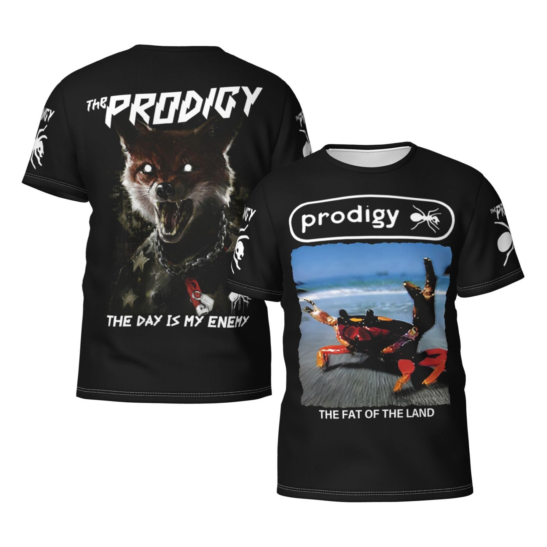 Man's The Ant Music Band-Prodigys-T-Shirts Casual Summer Tees Crewneck Short Sleeve Shirts with Multi-Side Prints Multicoloured XXL