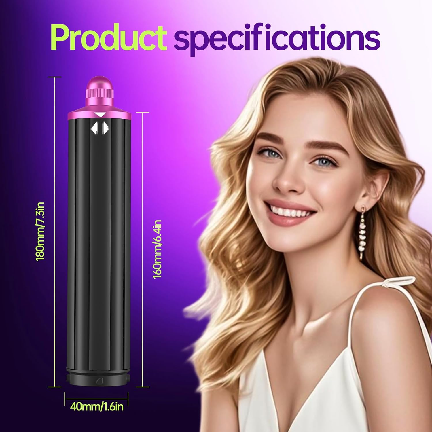 40mm Long Barrel Attachment Compatible with Dyson Airwrap HS01/HS05/HS08 Adjustable Bidirectional Auto-Wrap Curling Iron Creates Bouncy Curls or Waves