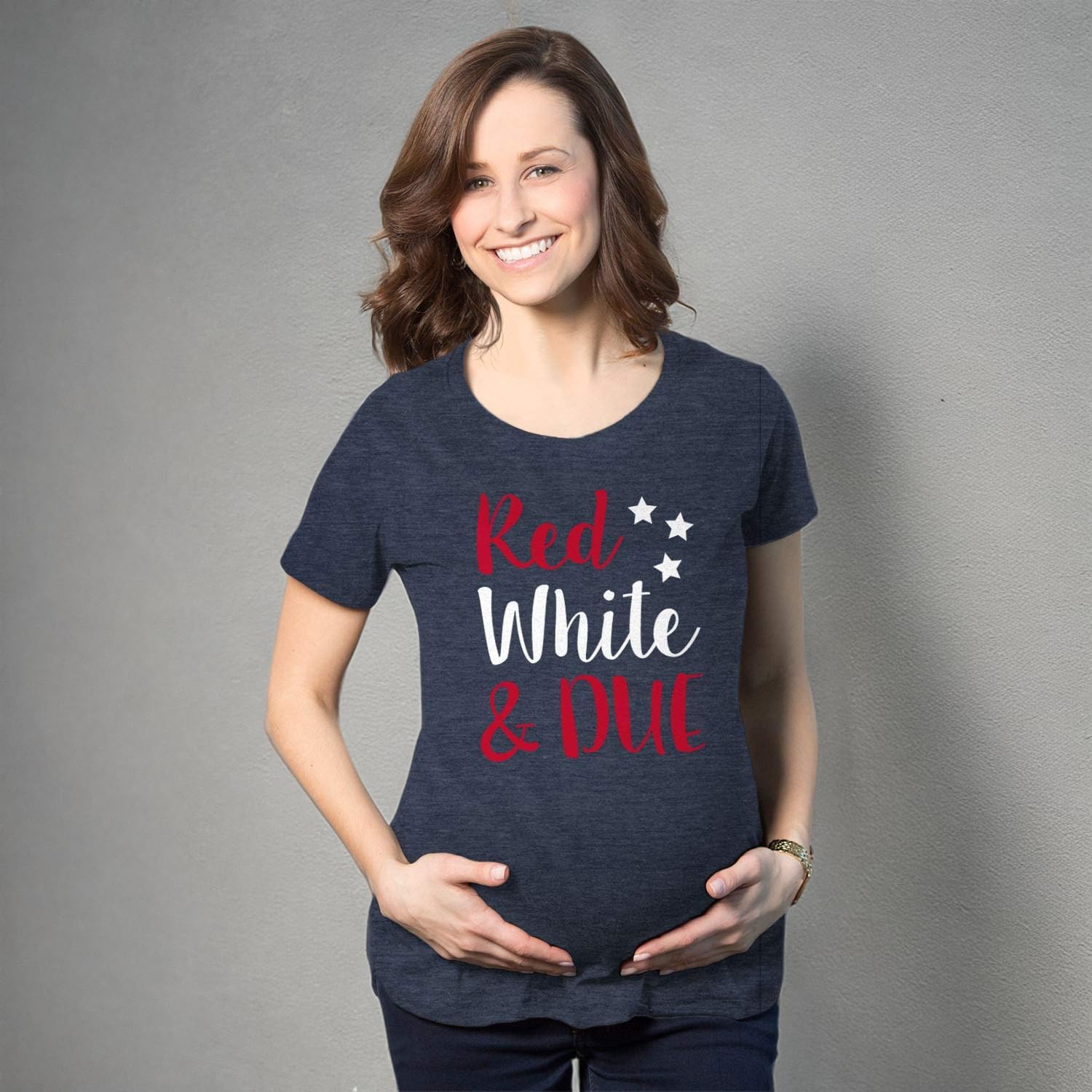 Crazy Dog T-Shirts Maternity Red White and Due Pregnancy T Shirt Cute Patriotic Baby Tee for Baby Bump - Image 10