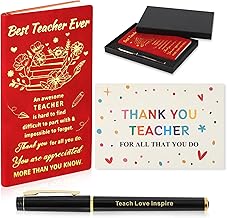 Teacher Gifts For Women, Thank You Teacher Gifts With Best Teacher Ever Journal, Pen, Thank You Teacher Cards And Gift Box, Best Teacher Gifts, Personalised Teacher Gifts (Red)