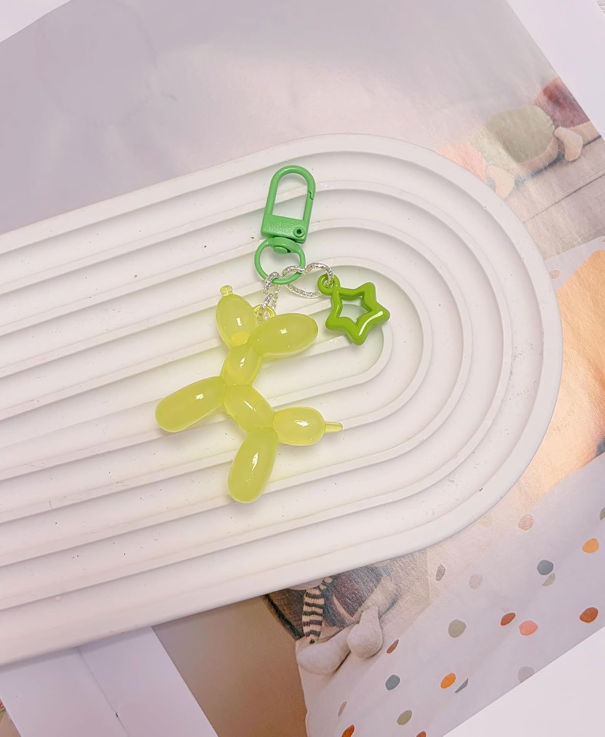 LAEKOU Star Balloon Dog Keychain, Cute Y2K Bag Charms Key Chain Accessories image 4