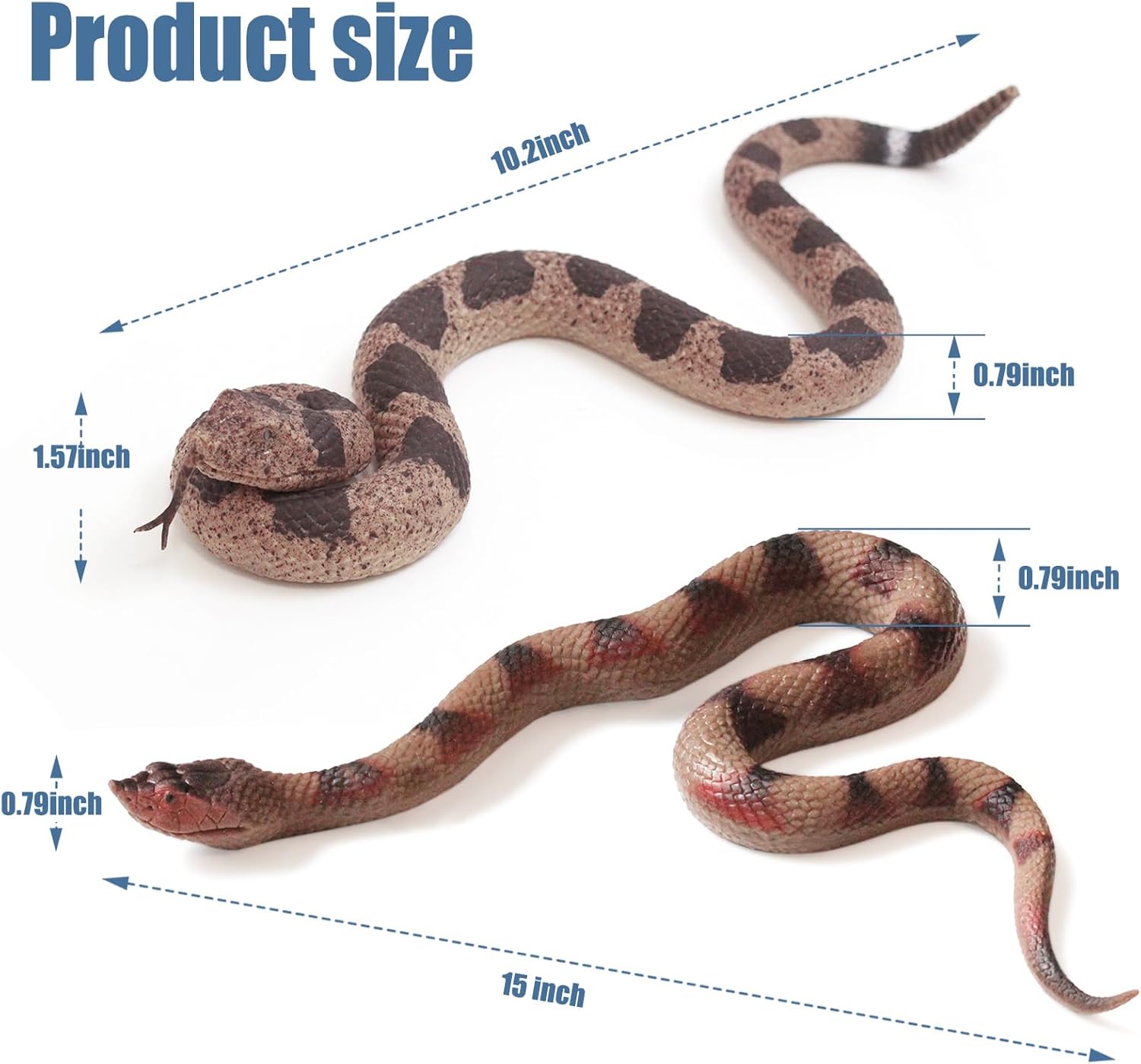 2PCS Realistic Rubber Snakes – Fake & Rattlesnake, Garden Protection, Prank Props & Halloween Decor, Realistic Fake Snakes to Keep Birds Away