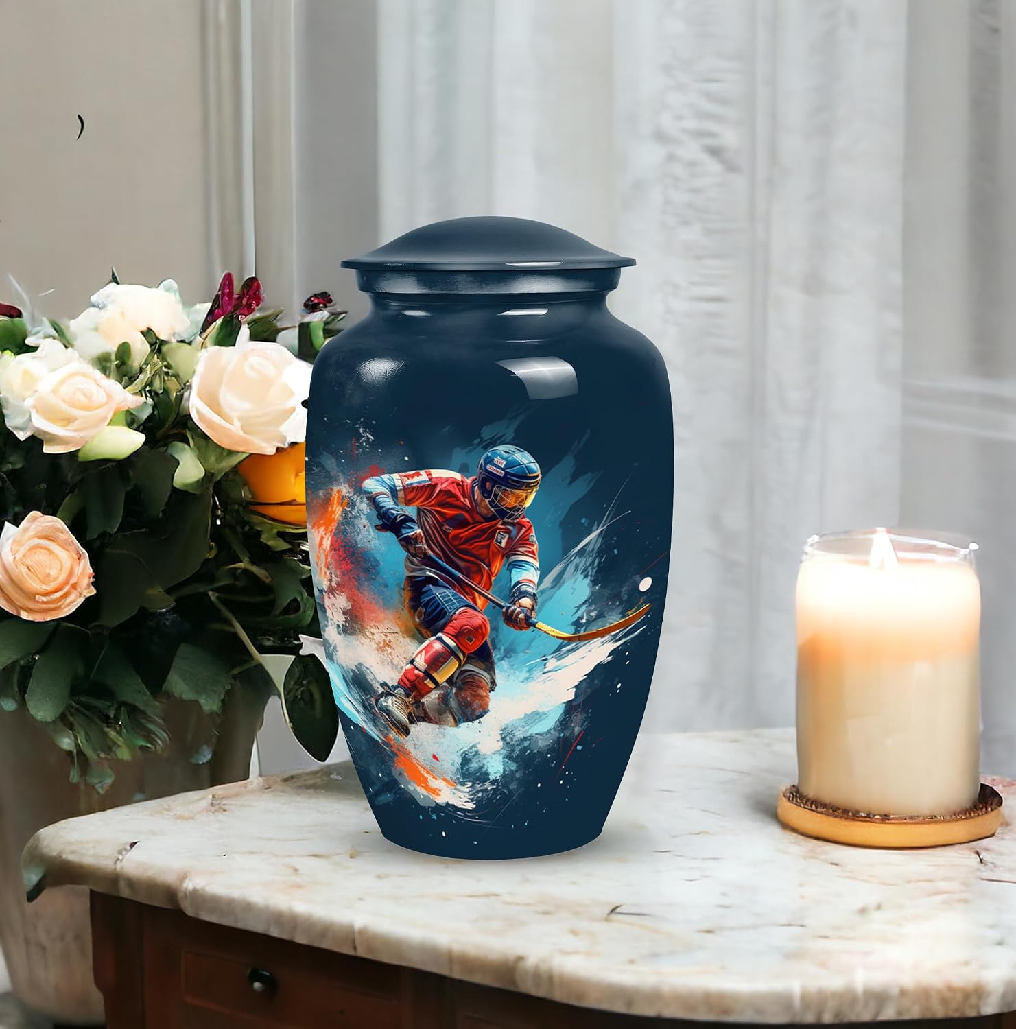 Ice Hockey Urns for Human Ashes, Cremation Urn, Urns for Ashes Adult, Memorial Urns for Human Ashes, Decorative Memorial Urns for Ashes - Large 10"