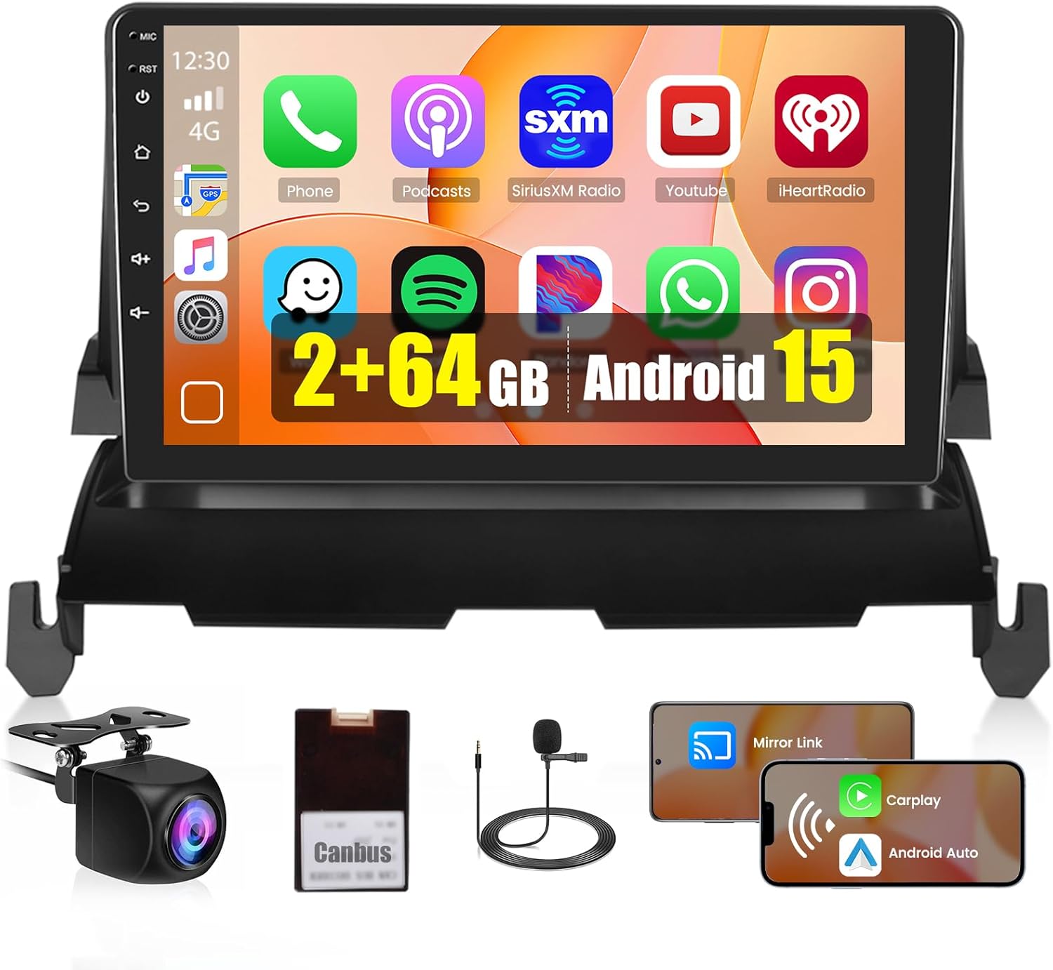 2+64G Realdio Android 15 Car Radio for Dodge Journey 2009 2010 2011 with Wireless CarPlay Android Auto, 9 Inch Touch Screen for Journey Stereo GPS WiFi Bluetooth FM/RDS EQ 26UI Backup Camera MIC