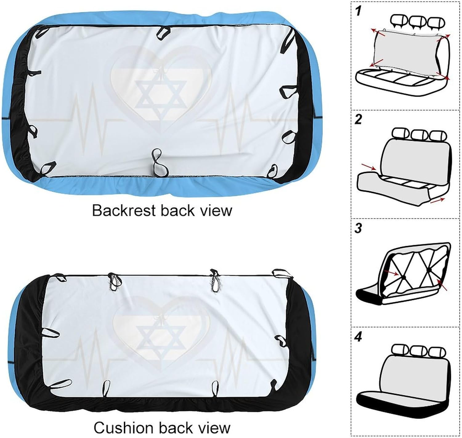 Israeli Heartbeat I Love Israel Flag Car Seat Cover Print Rear Bench Seat Cover Car Seat Protector Car Interior Accessories for Women Men