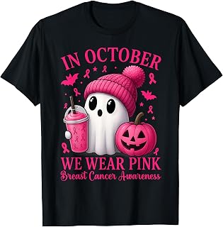 Breast Cancer Halloween Women in October We Wear Pink T-Shirt