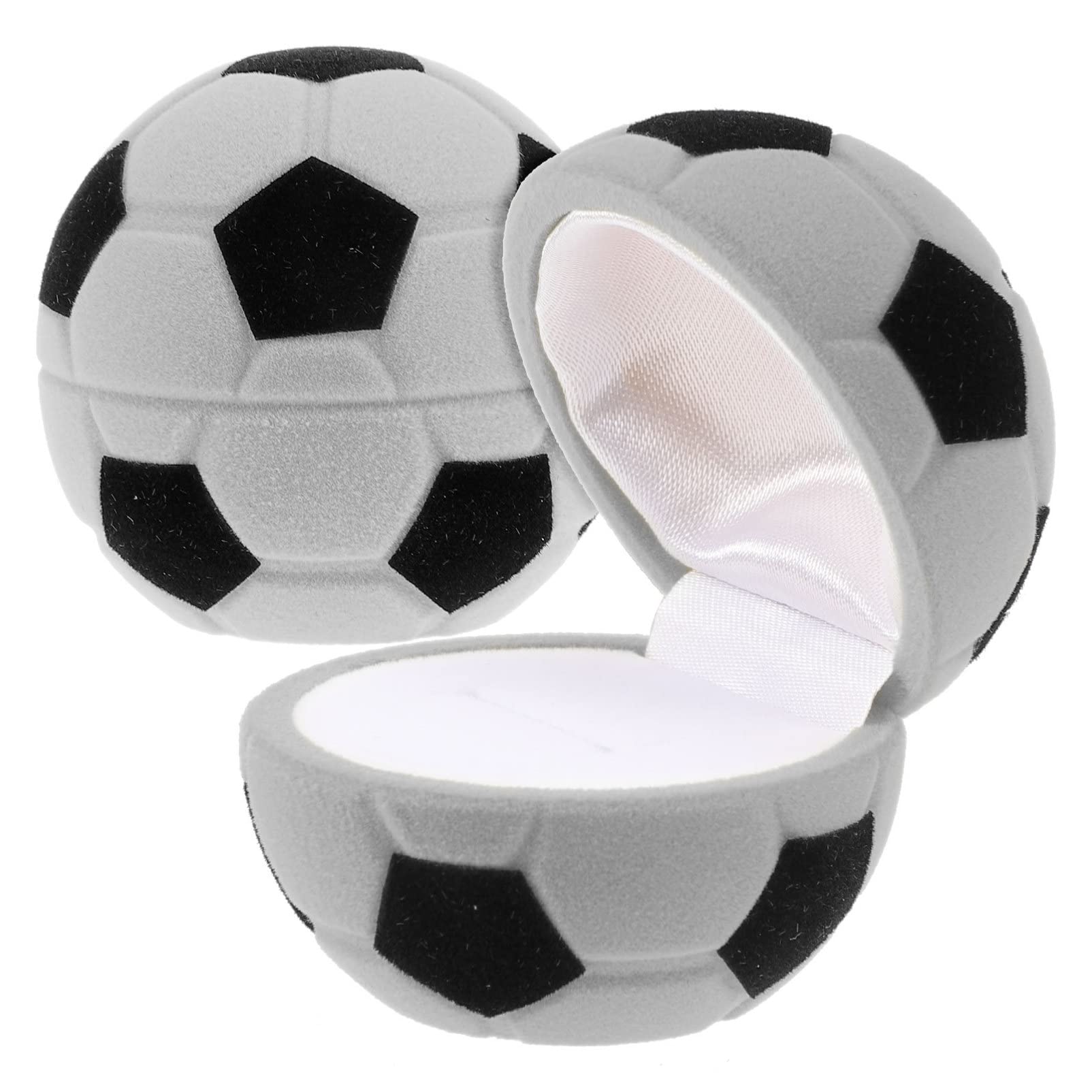TOYANDONATOYANDONA 2pcs Soccer Ball Ring Box Funny Jewelry Box Engagement Ring Box Earrings Case Travel Jewelry Organizer Trinket Container for Rings Earrings Grey