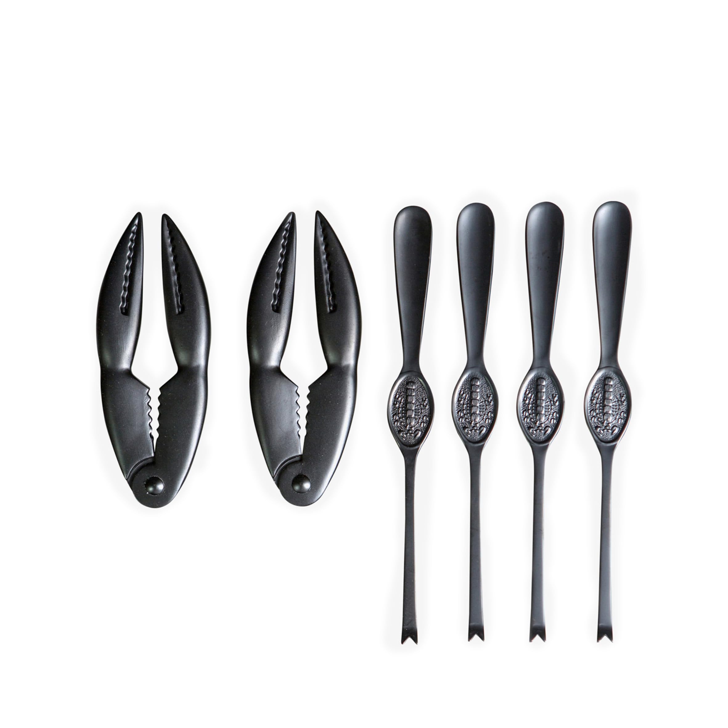 ByOn 72201901 - Juego de cubiertos para conchas y mariscos (6 piezas, acero inoxidable), color negro