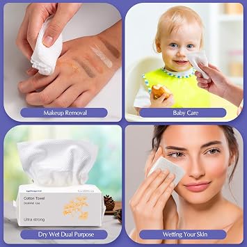 Disposable Face Towel Cloth for Washing, Thicker Disposable Face Cleaning Towelettes for Women Soft Towel for Cleanser Office Travel Makeup Remove
