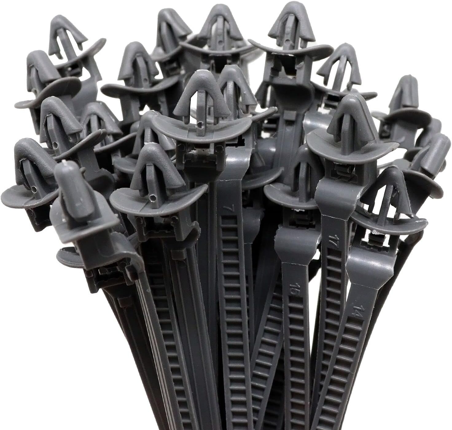 Push Mount Cable Zip Tie, 4 Inch Automotive Wire Loom Clips Zip Tie Holder Nylon Small Zip Tie Anchors Fits 0.3" Holes - 100pcs