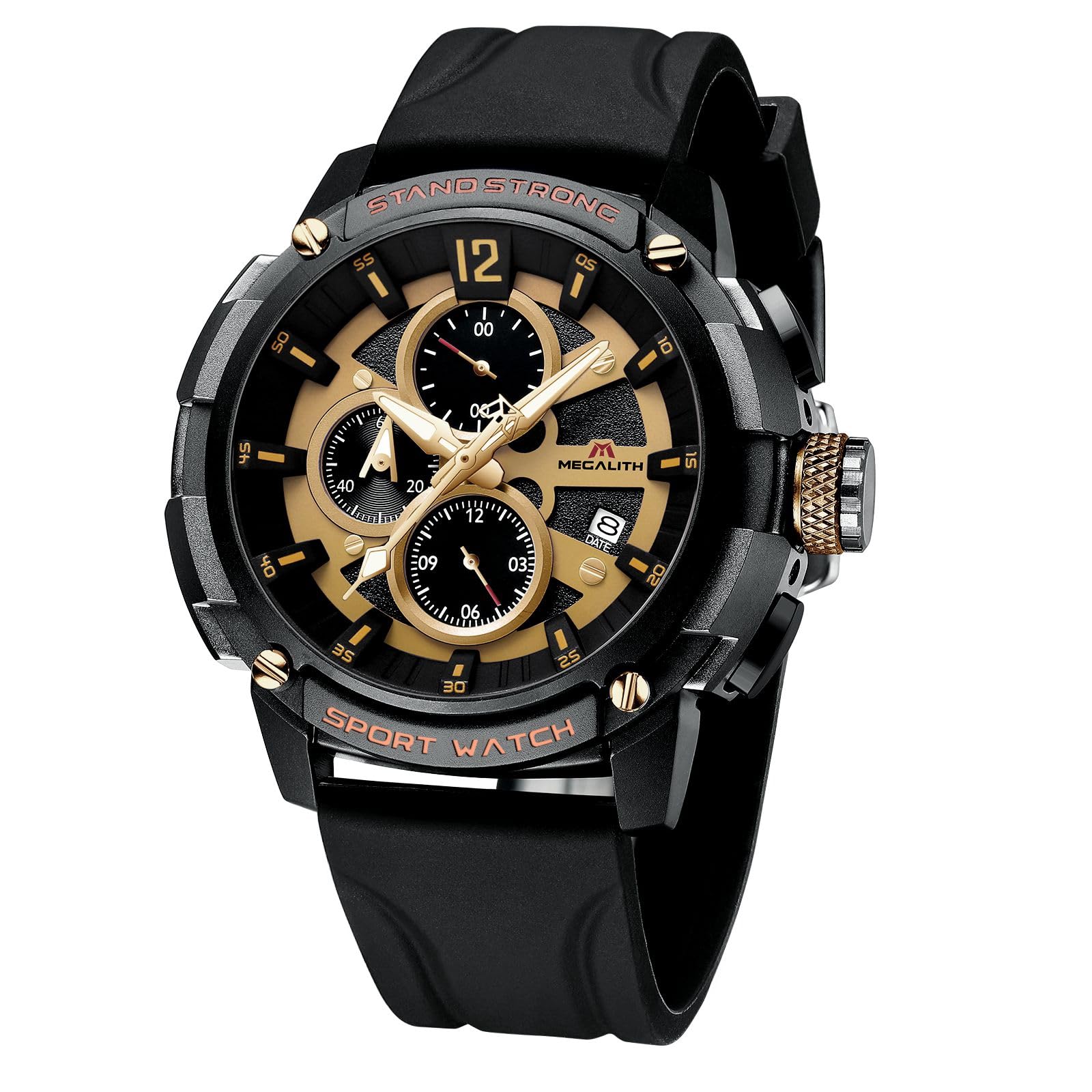 MEGALITH Heavy Duty Watches for Men: Military Sport Analog Chronograph with Luminous - Waterproof Design for Daily Casual Wear and Outdoor Sport Hiking Camping - Model 8231 — view 10