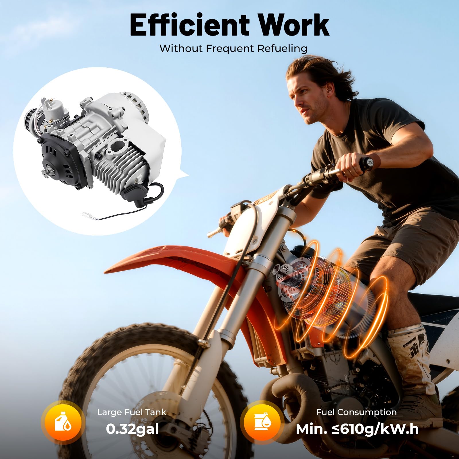 2 Stroke Engine Motor 49CC Pull Start Mini Moto Engine Motor Kit for Pocket Bike Mini Dirt Bike ATV Scooter (47/49 CC 2-Stroke Engine)