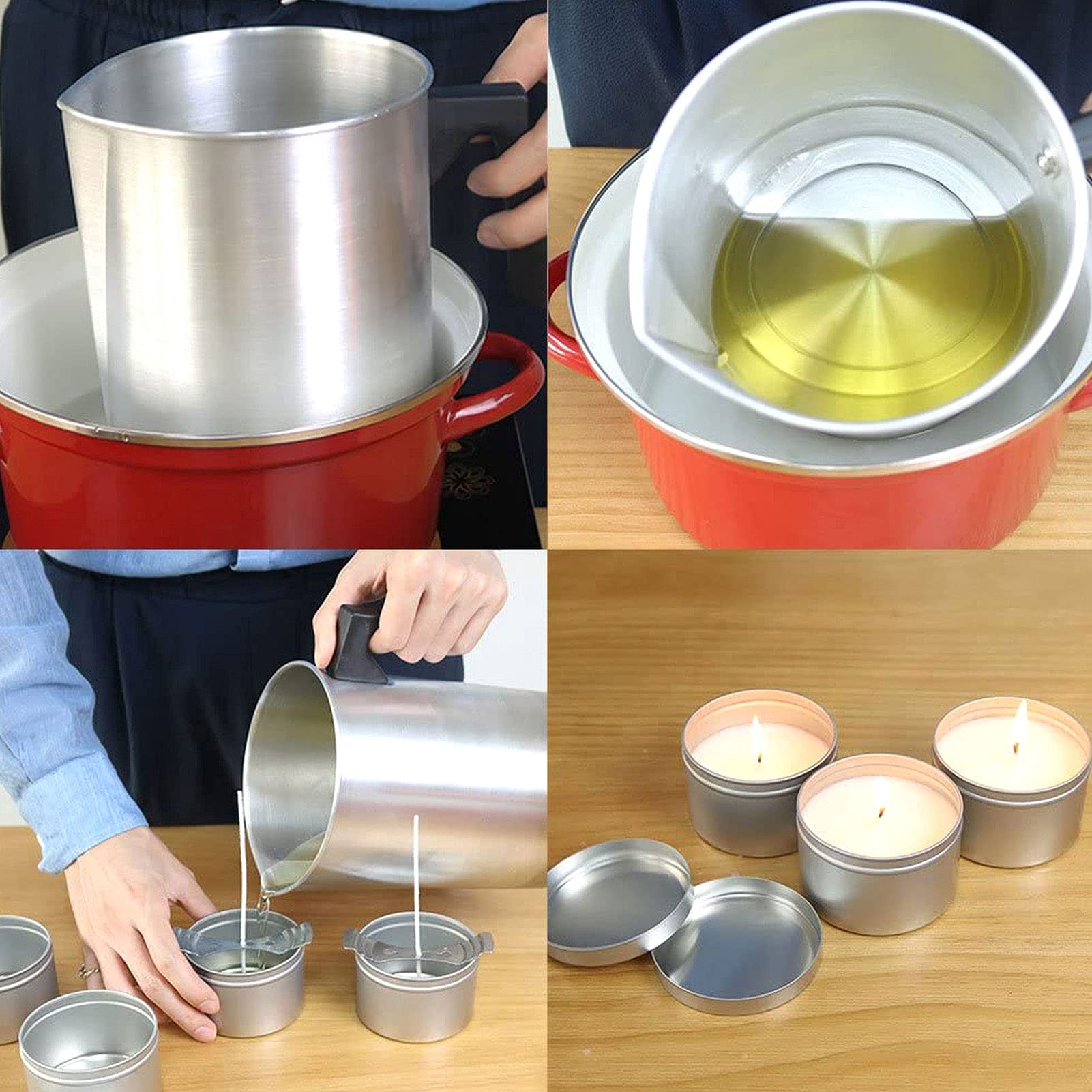 Pentola Per Sciogliere Candele Da 3 Litri In Alluminio | Con Manico Resistente Al Calore E Bocca A Becco D'Aquila Per Fai Da Te