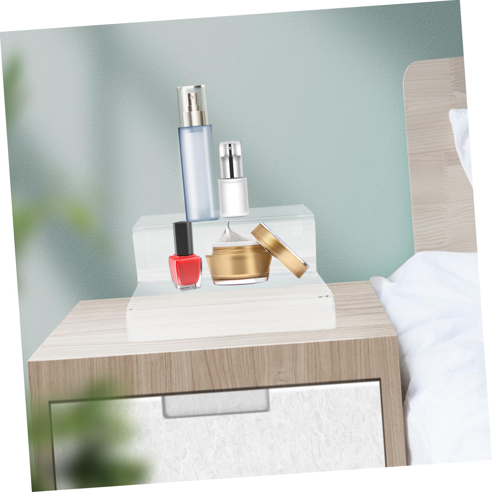 Alipis 4 Stück Acryl Display Riser Stufig Transparenter Aussteller für Figuren Schmuck Parfüm Make Up für Einzelhandel und Messen Platzsparend und Praktisch